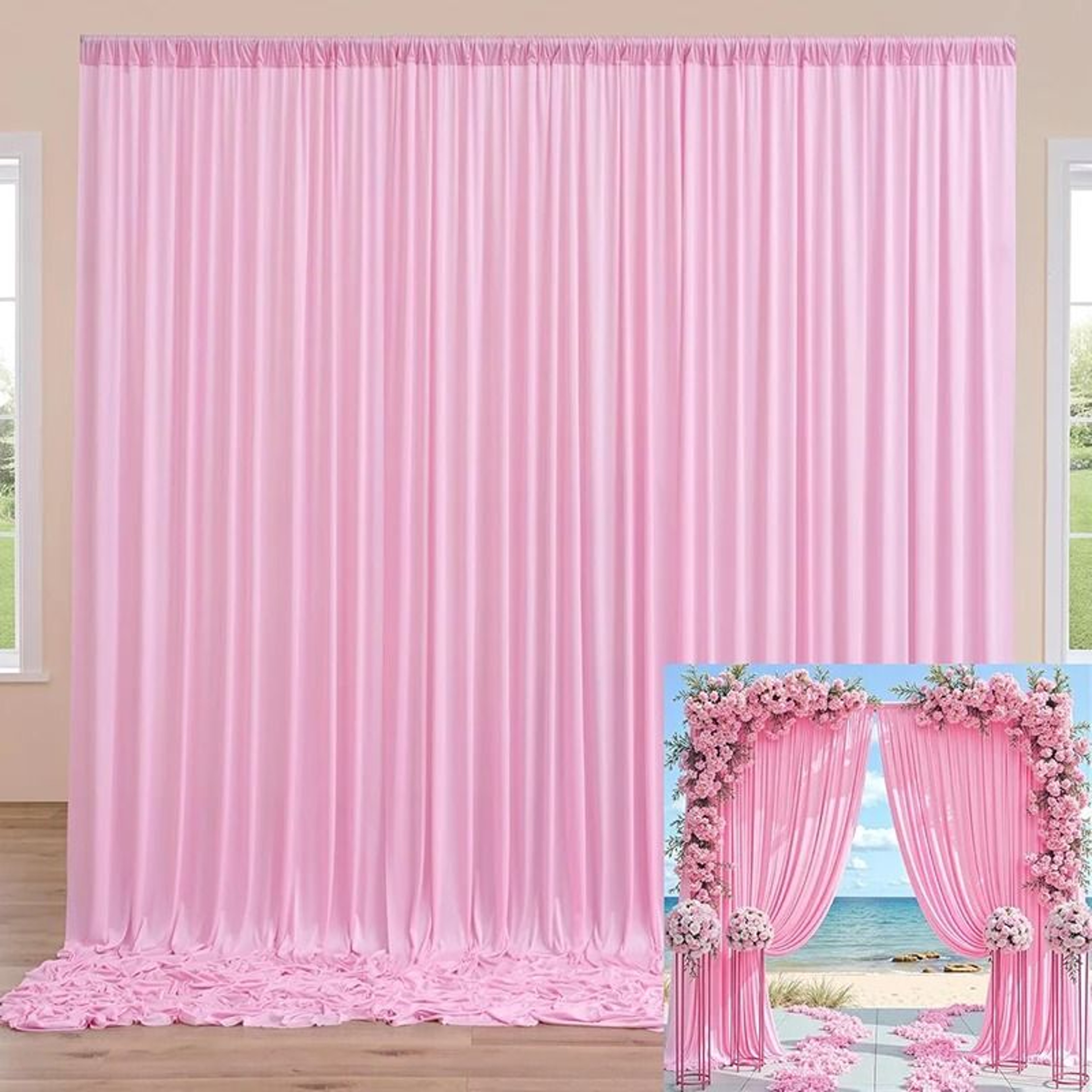 White Polyester Backdrop Curtain Panel Drape For Wedding Photo Studio  Blackout Window Use 12