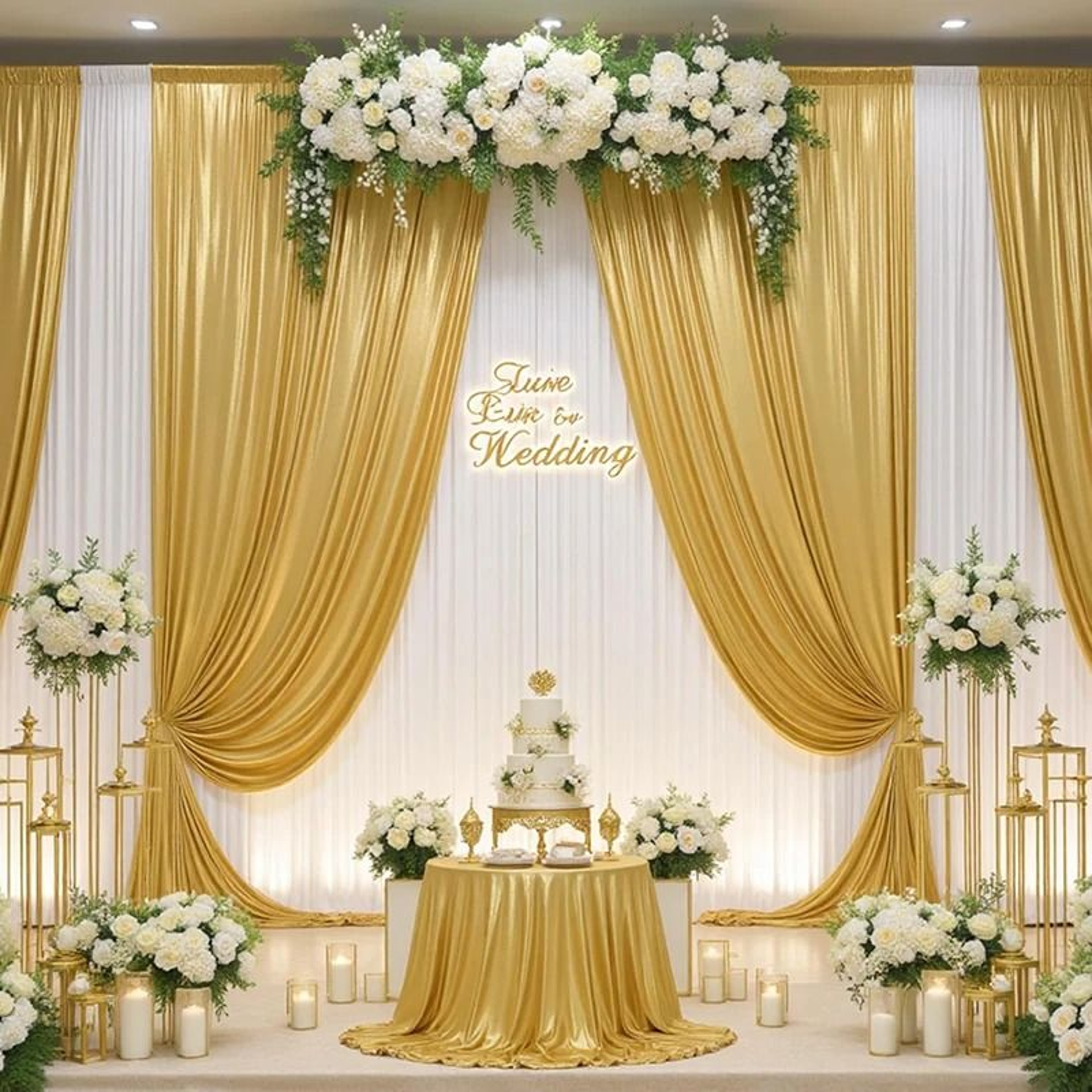 Gold Sequin Backdrop Curtain WrinkleFree Shimmer Drape For Wedding Birthday  Christmas Decor 3
