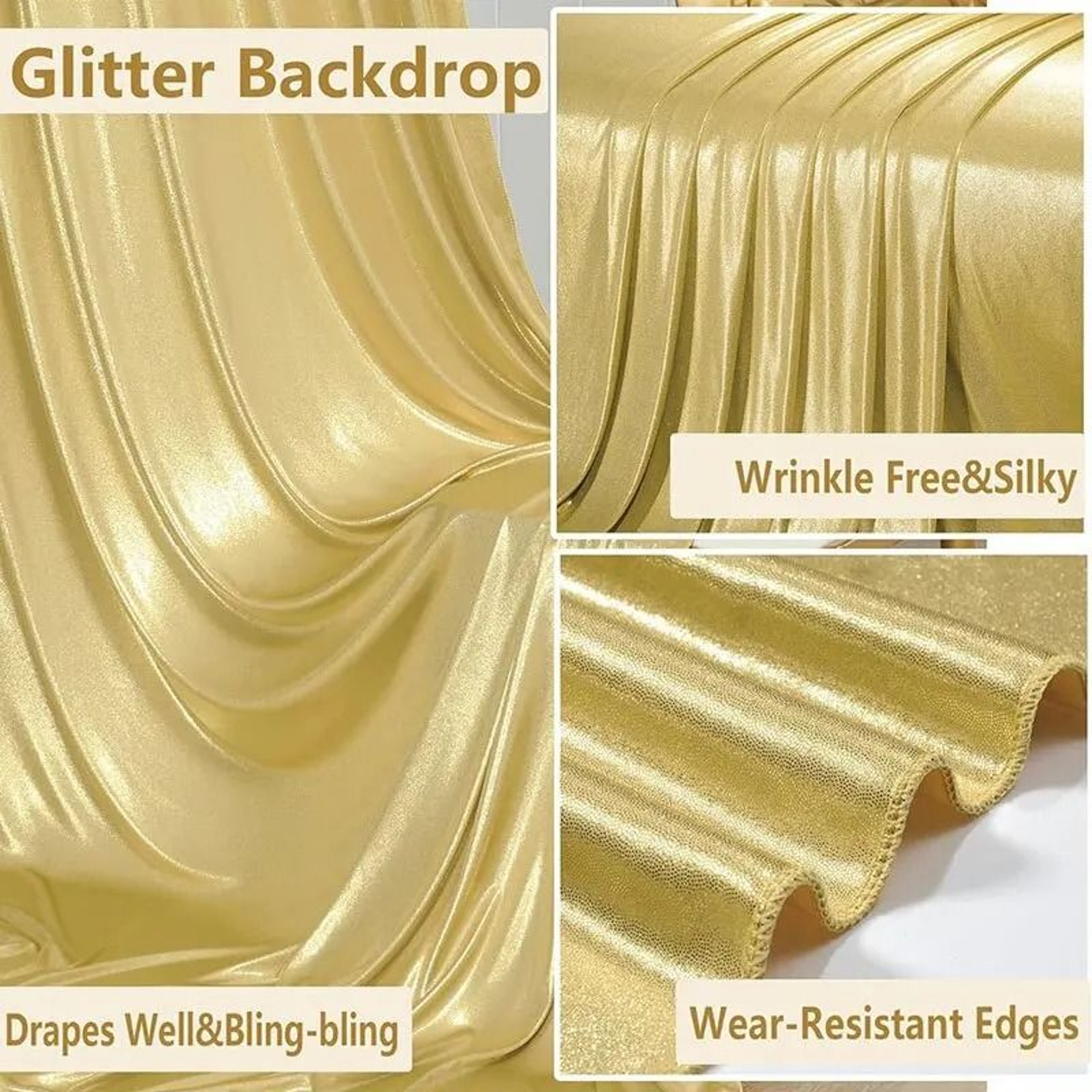 Gold Sequin Backdrop Curtain WrinkleFree Shimmer Drape For Wedding Birthday  Christmas Decor 4