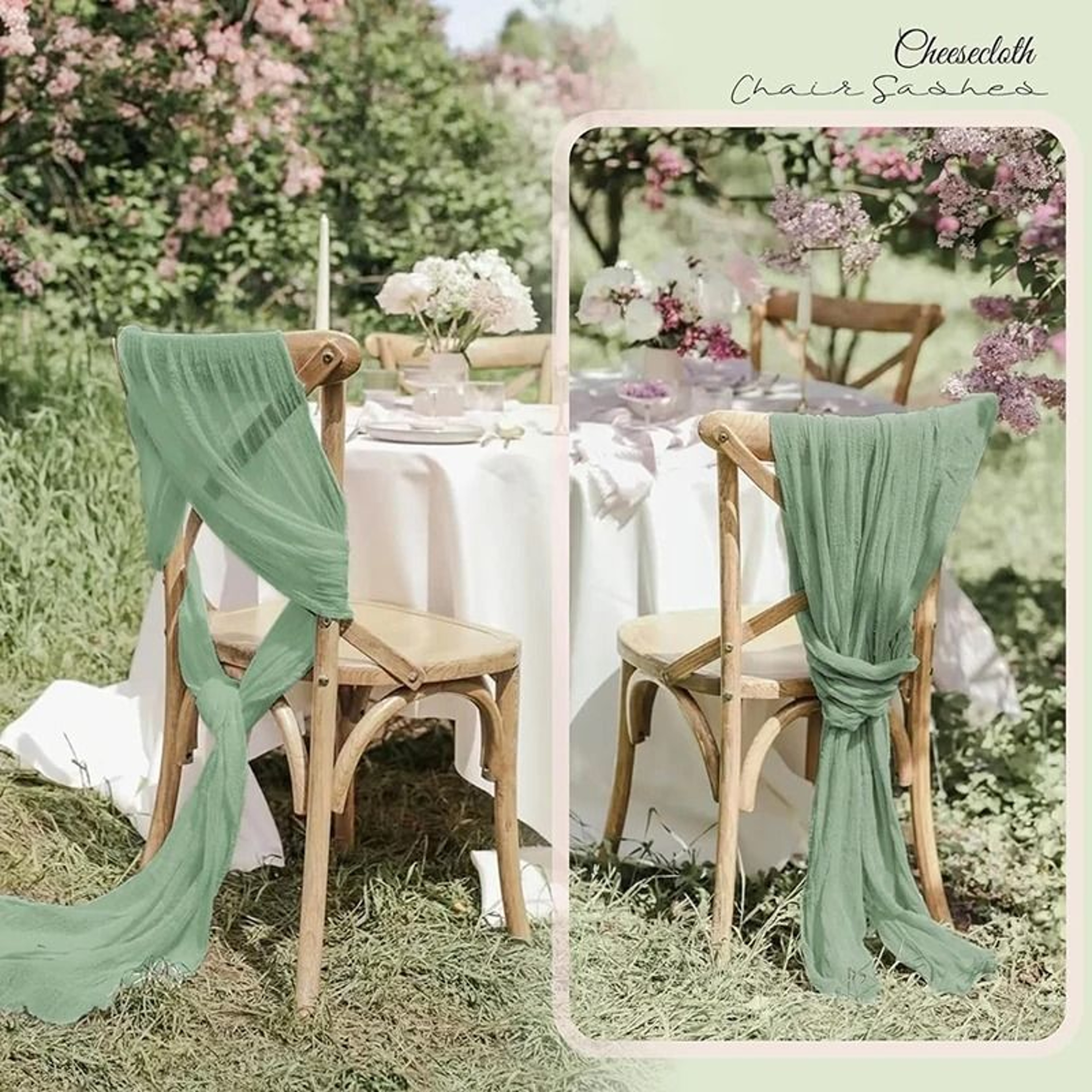 Sage Green Cheesecloth Table Runner Boho Gauze Sheer Drapery For Wedding Party  Baby Shower 4