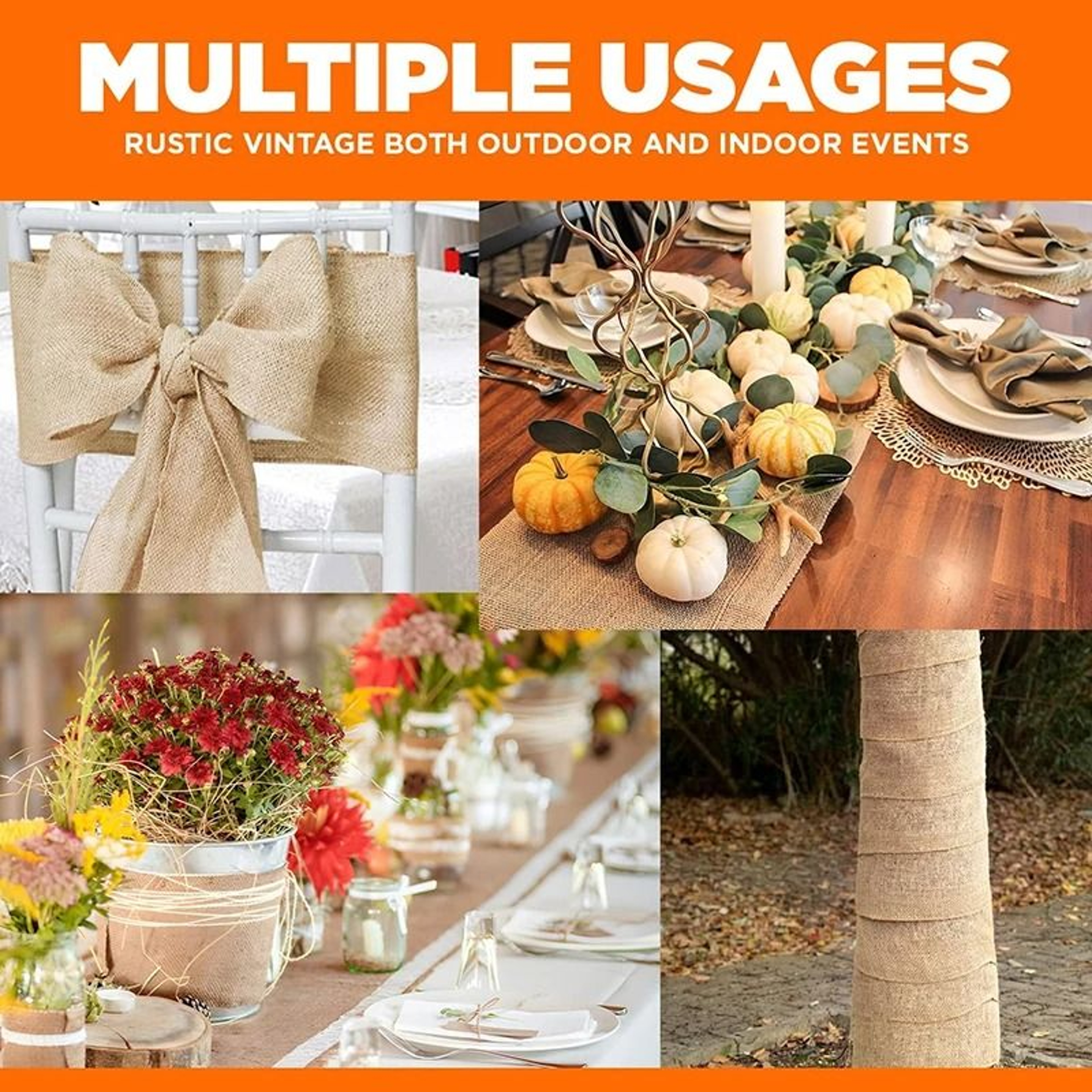 Natural Burlap Jute Fabric Table Runner  Aisle Runner Farmhouse Decor For Weddings  Gardens 3