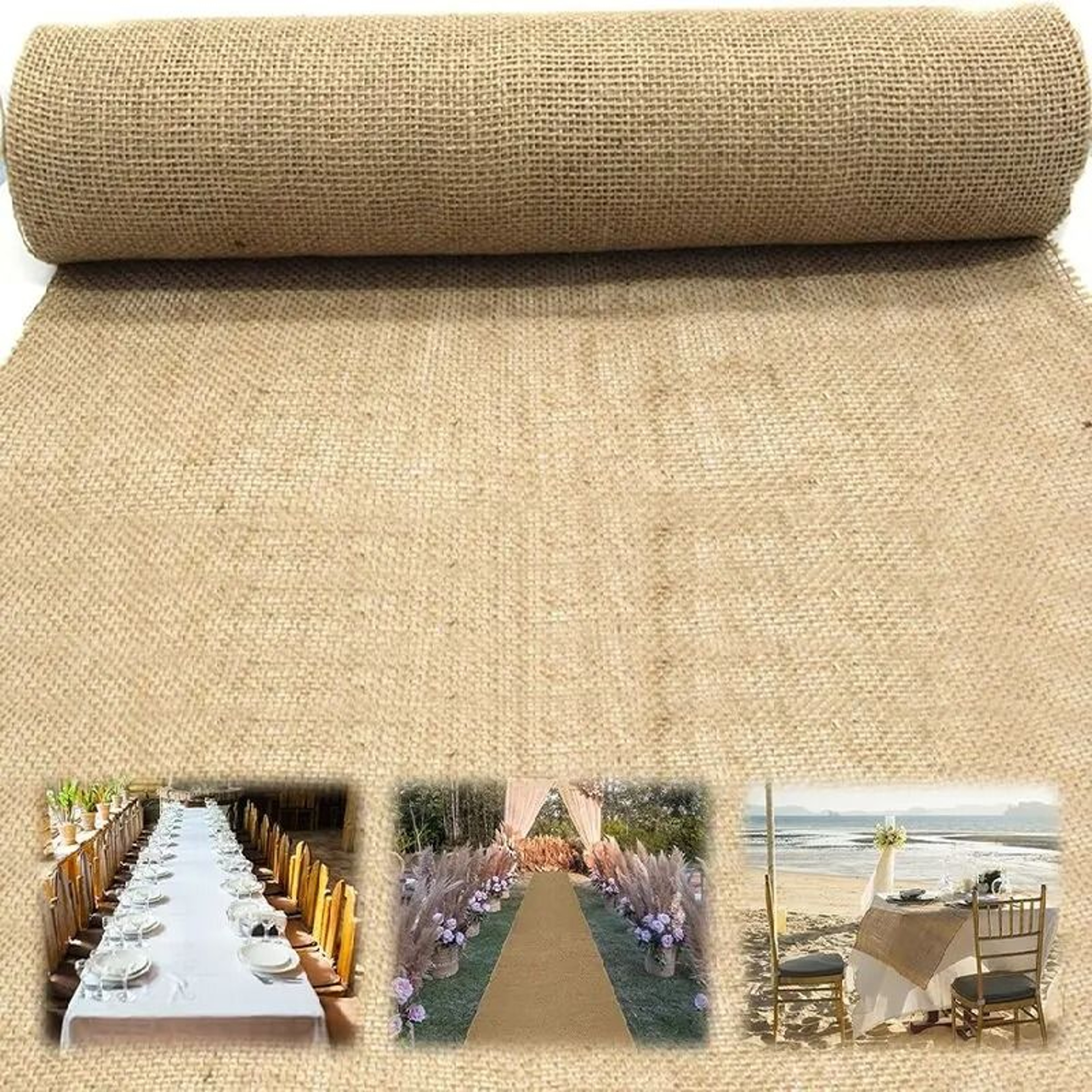 Natural Burlap Jute Fabric Table Runner  Aisle Runner Farmhouse Decor For Weddings  Gardens 0