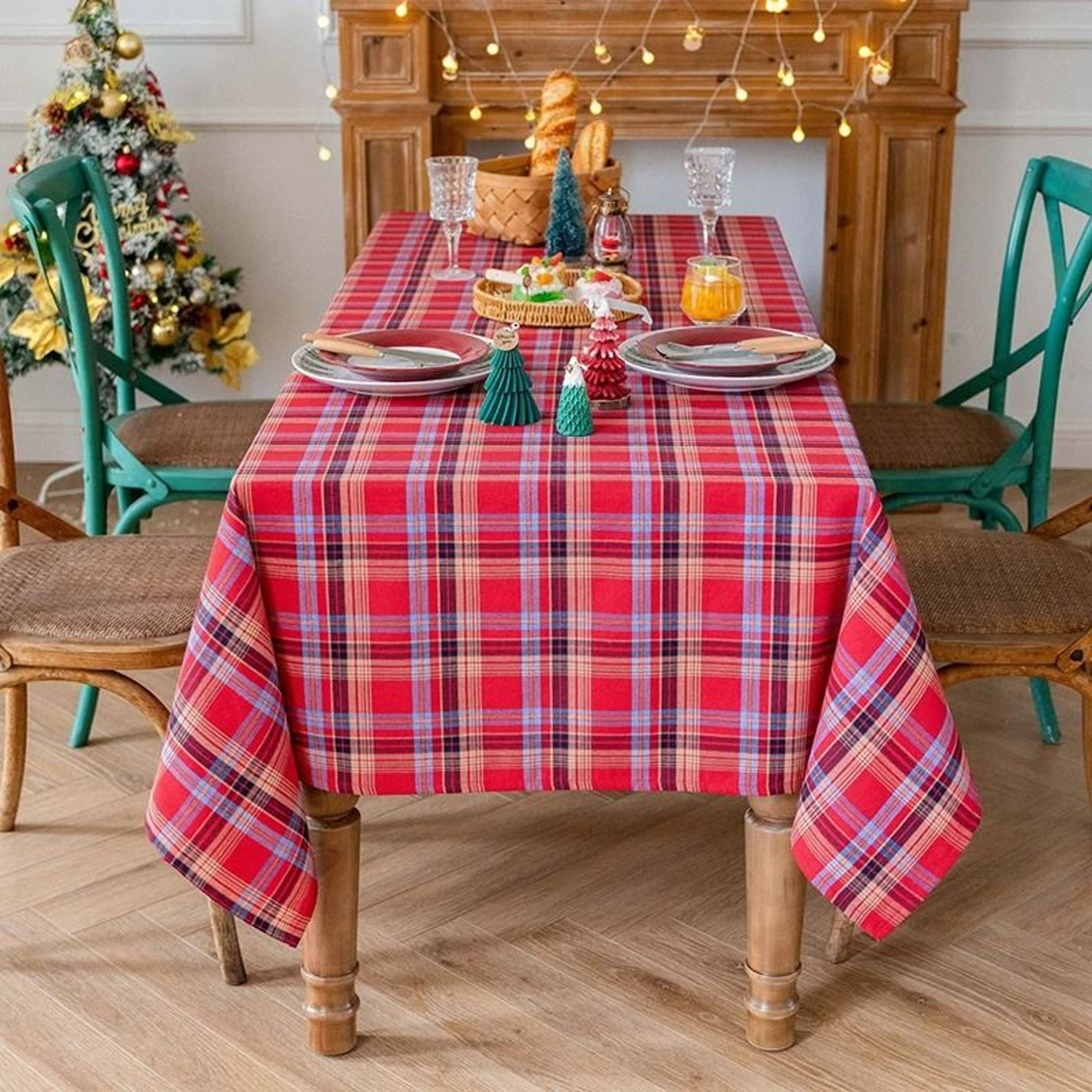 Christmas Buffalo Checkered Rectangular Tablecloth Kitchen  Dining Cover For Holiday Halloween  Xma 8