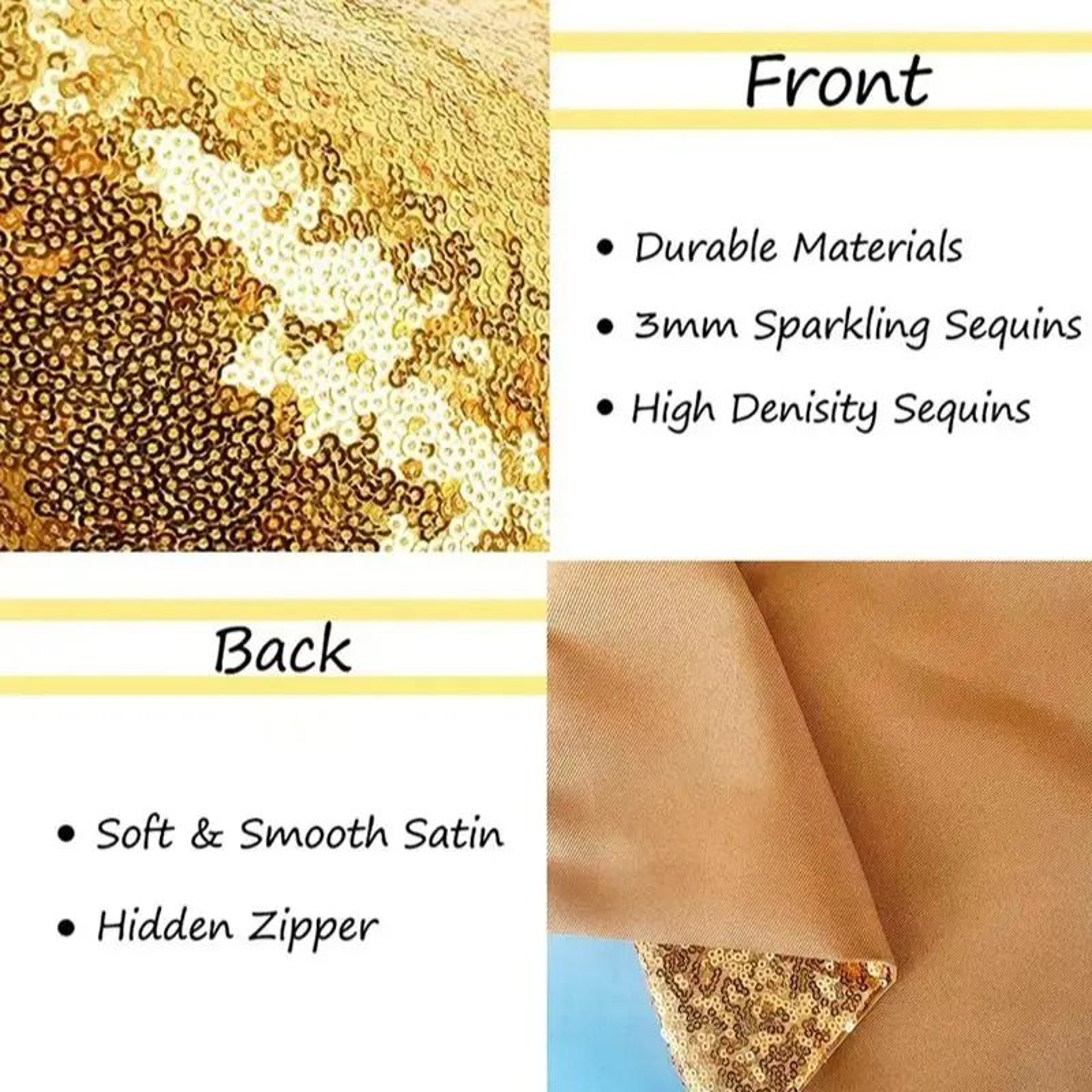 Gold Sequin Throw Pillow Covers 40x40cm Shiny Cushion Case With Hidden Zipper For Christmas  Sofa D 2