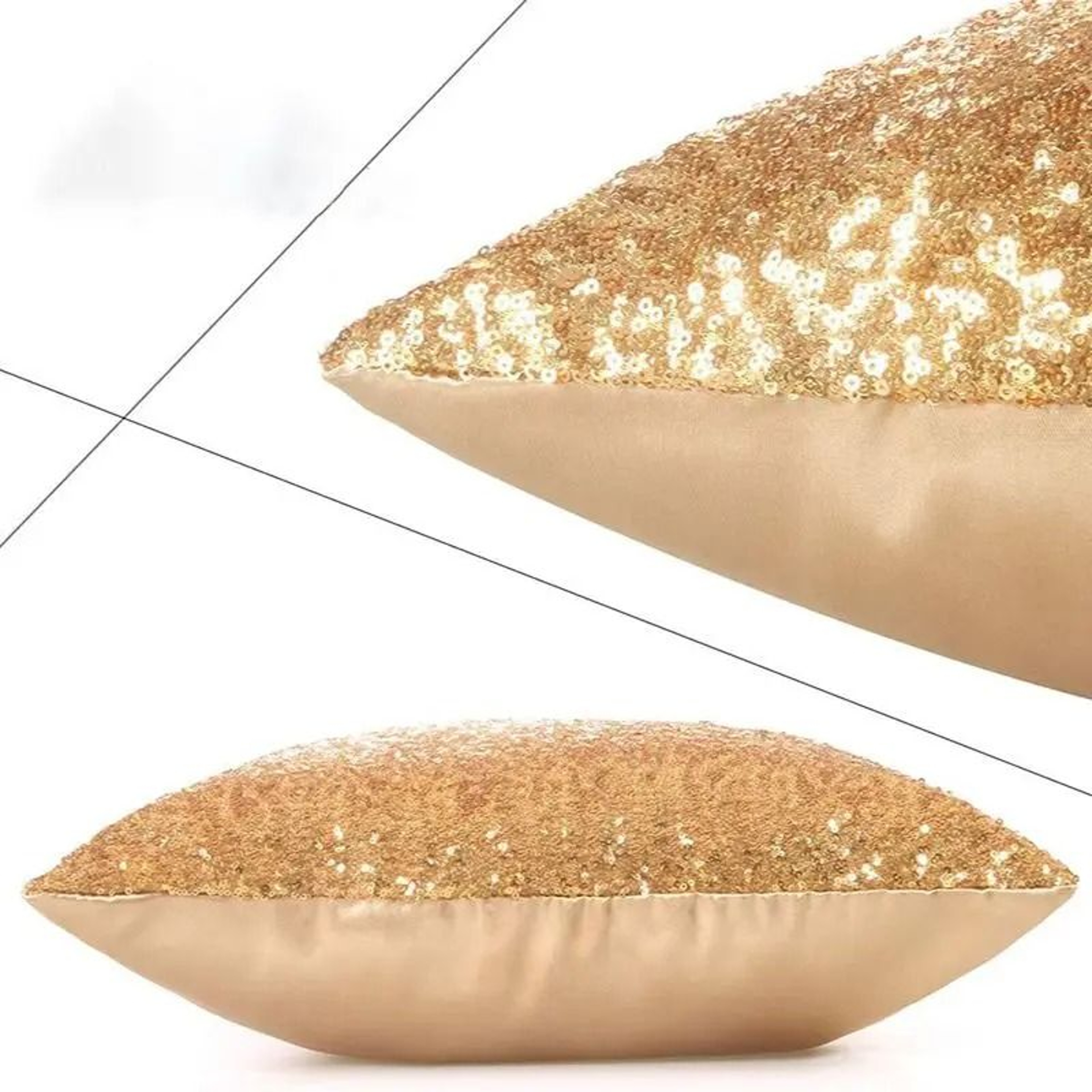 Gold Sequin Throw Pillow Covers 40x40cm Shiny Cushion Case With Hidden Zipper For Christmas  Sofa D 5