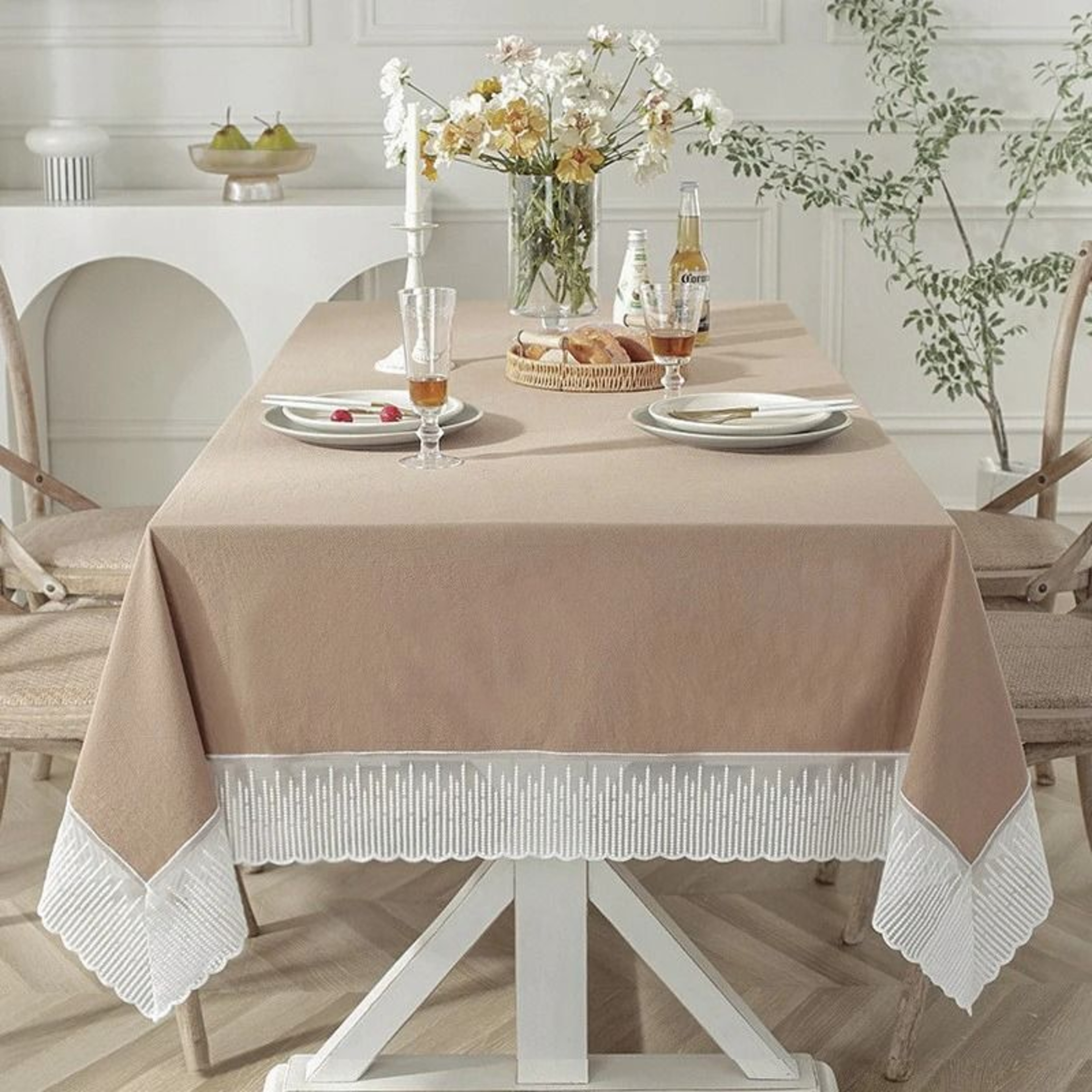White French Style Meteor Shower Lace Tablecloth Delicate Dressing  Coffee Table Cover For Wedding  12