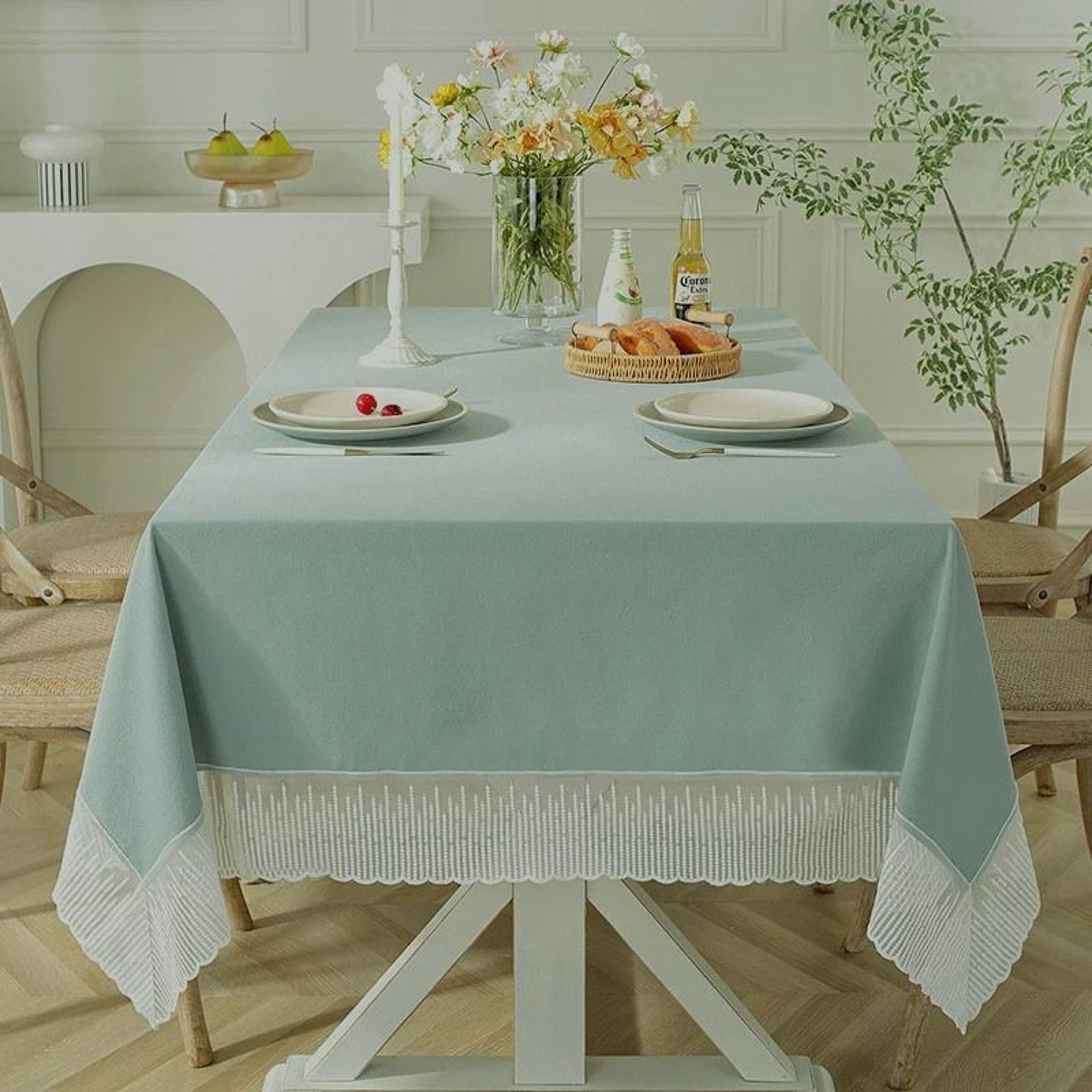 White French Style Meteor Shower Lace Tablecloth Delicate Dressing  Coffee Table Cover For Wedding  17