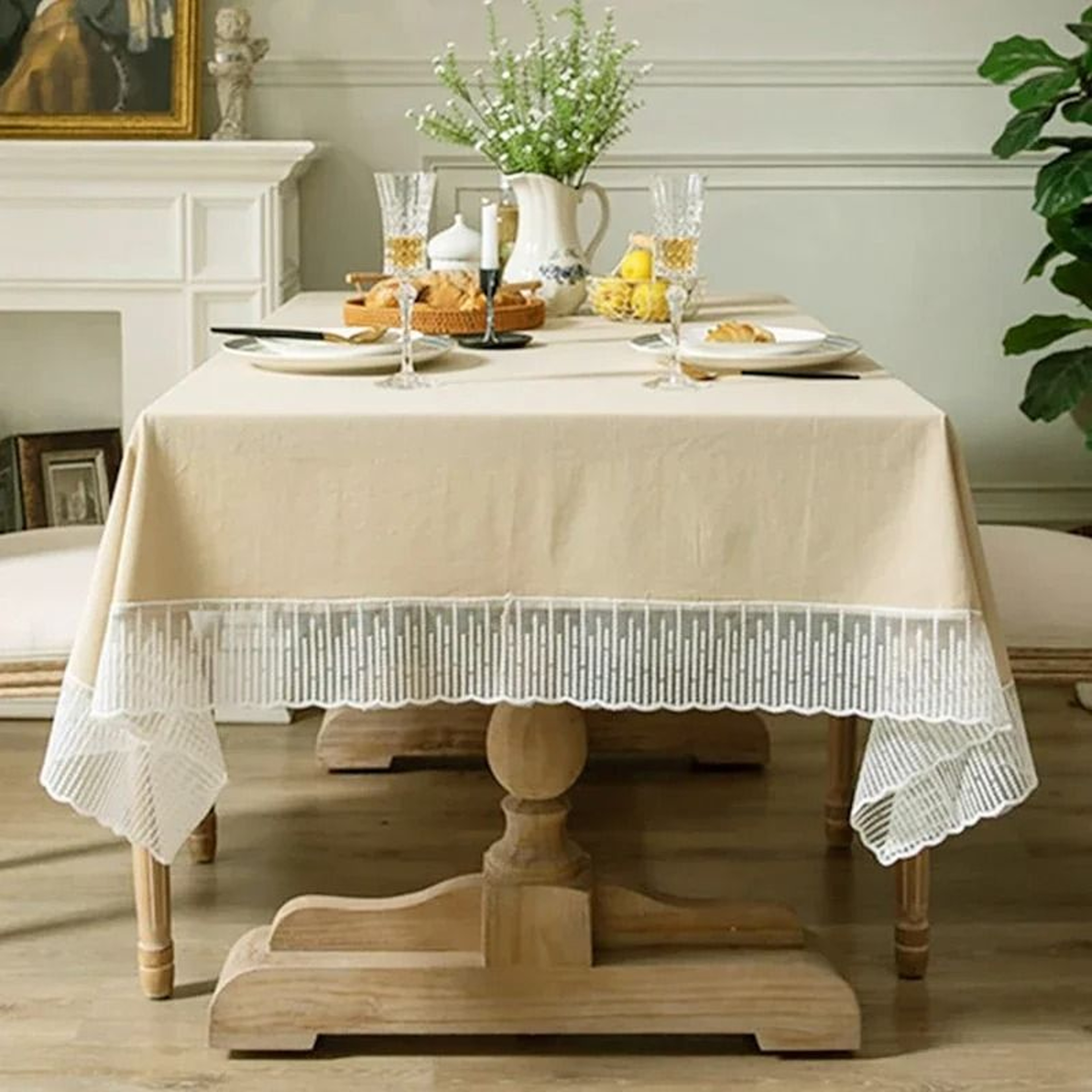 White French Style Meteor Shower Lace Tablecloth Delicate Dressing  Coffee Table Cover For Wedding  11