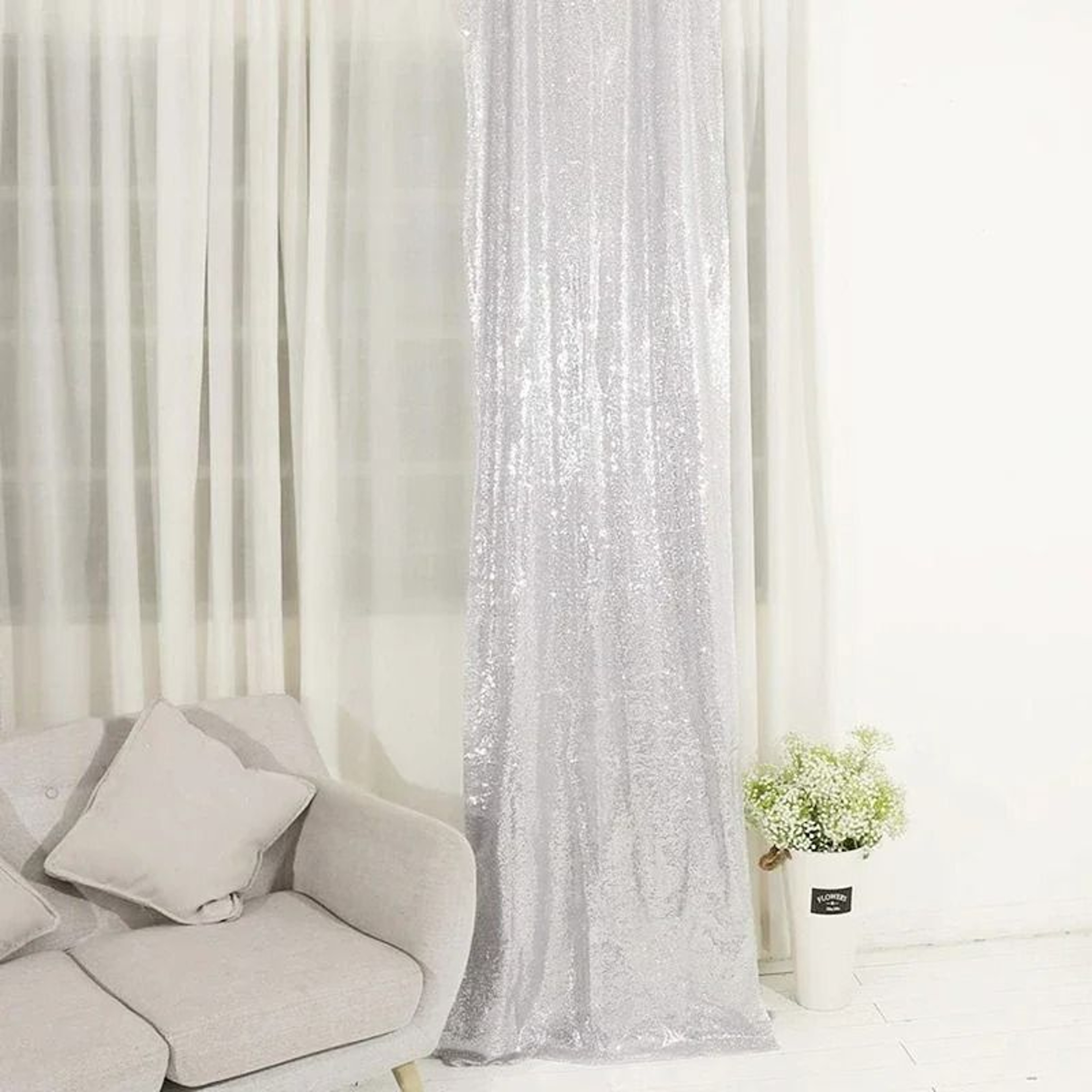 1PC Pink Sequin Backdrop Curtain 2FTx8FT Glitter Background Drape For Wedding Birthday  Party Decor 4