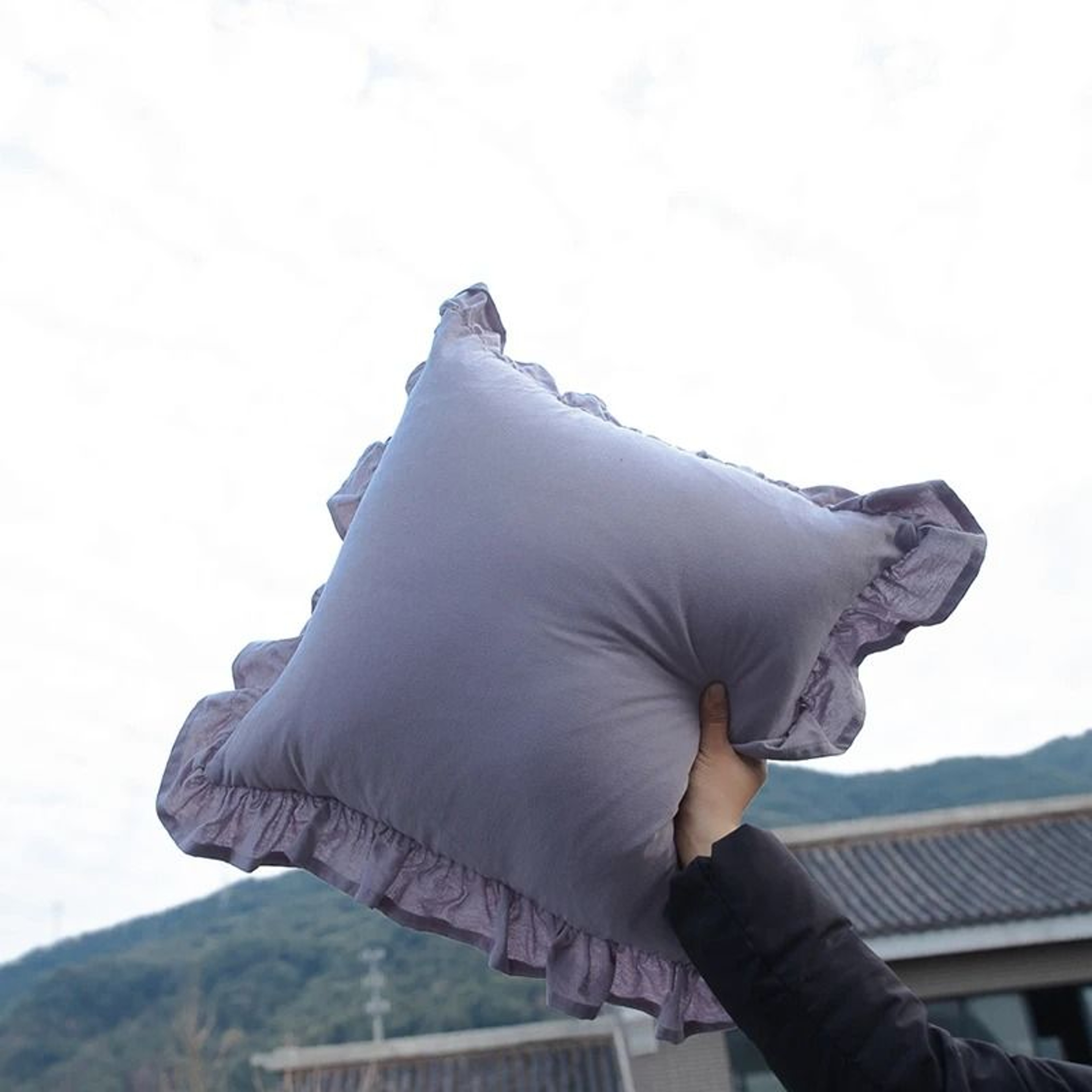 Soft Washed Cotton Ruffle Pillow Cases With Envelope Closure Cushion Cover For Sofa Living Room  Be 10