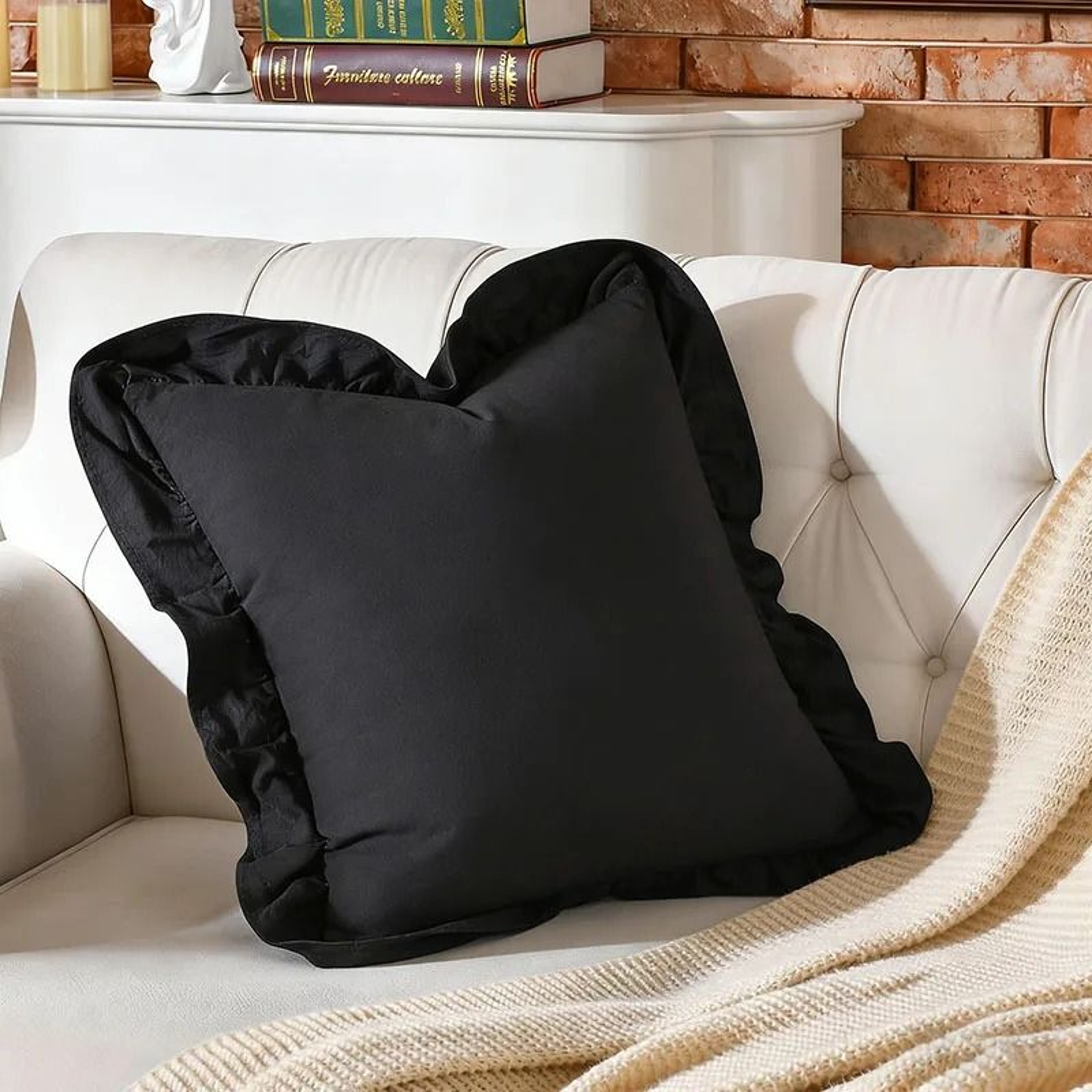 Soft Washed Cotton Ruffle Pillow Cases With Envelope Closure Cushion Cover For Sofa Living Room  Be 8