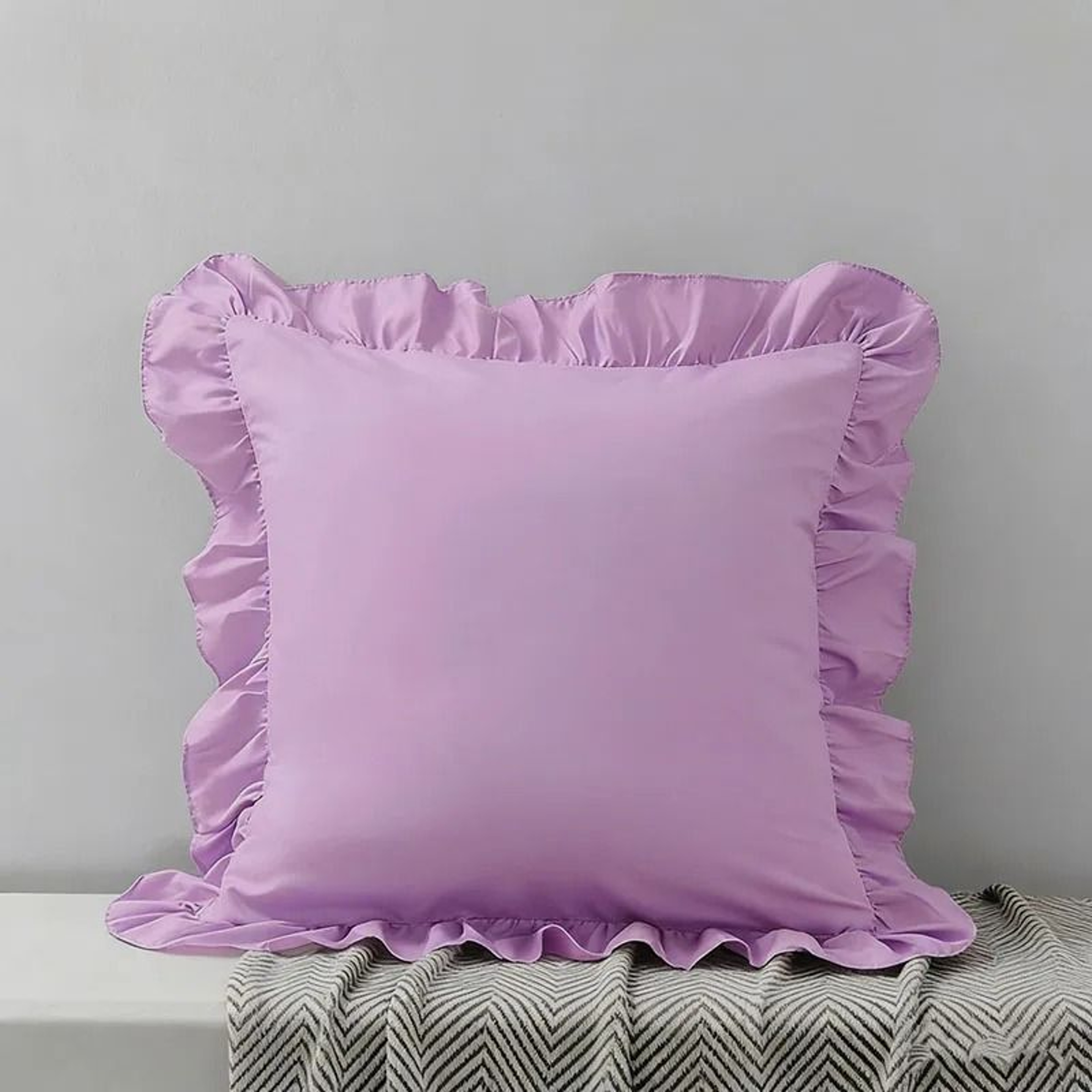 Soft Washed Cotton Ruffle Pillow Cases With Envelope Closure Cushion Cover For Sofa Living Room  Be 21