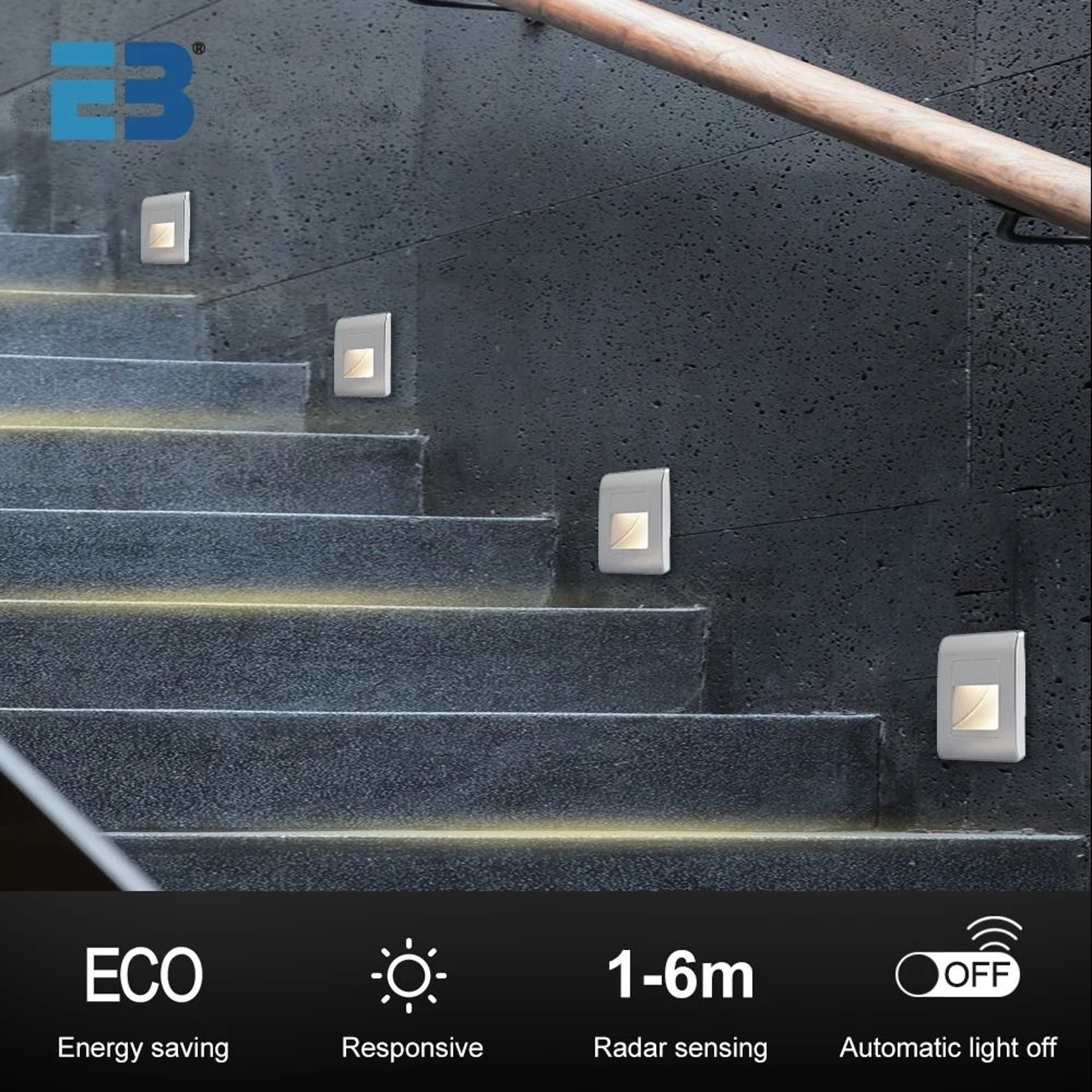 4Color LED PIR Motion Sensor Stair Light AC110V 220V Recessed Footlight  Step Lamp 0
