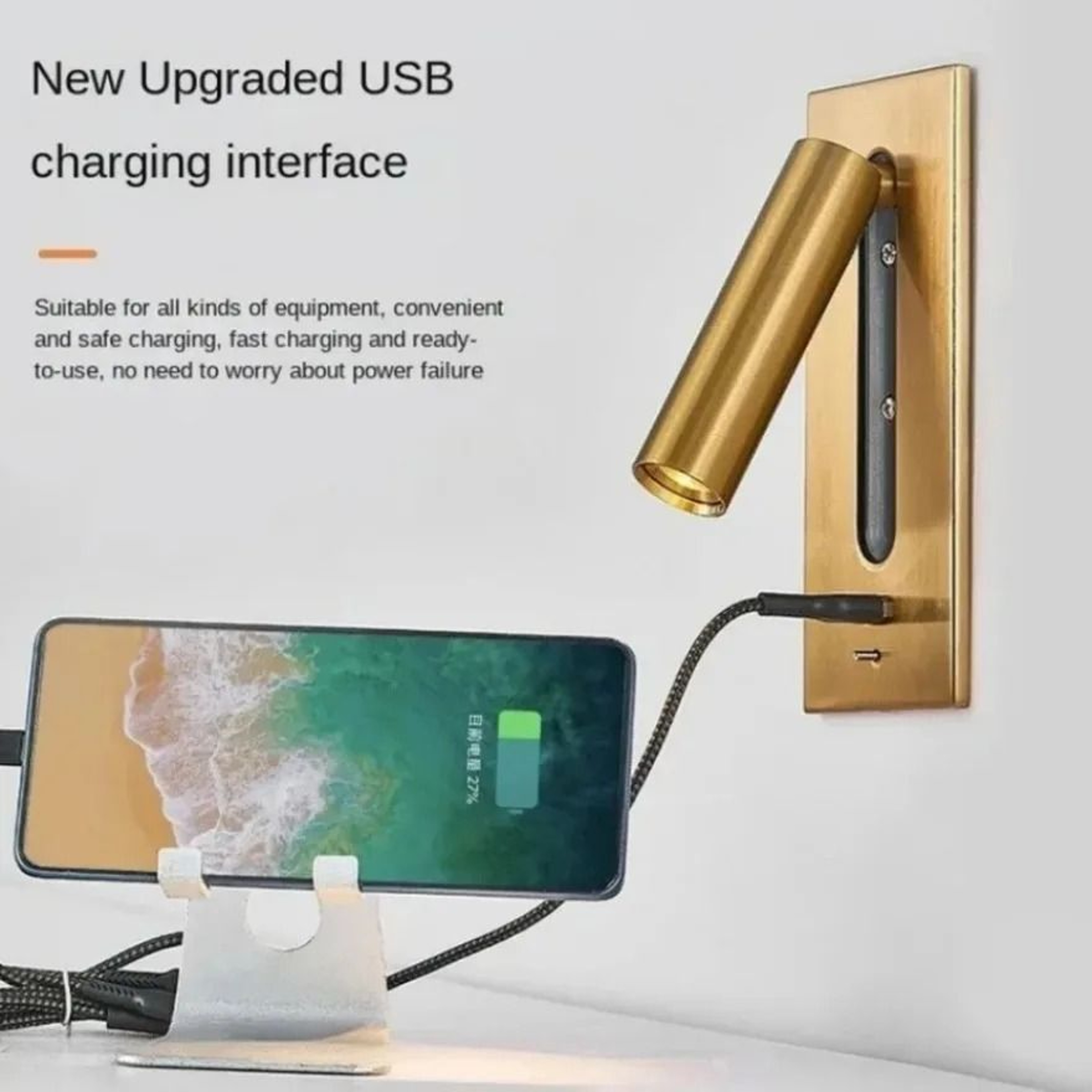 Modern Embedded LED Wall Lamp With USB Charging Recessed Bedside  Study Reading Light In Black  Cop 2