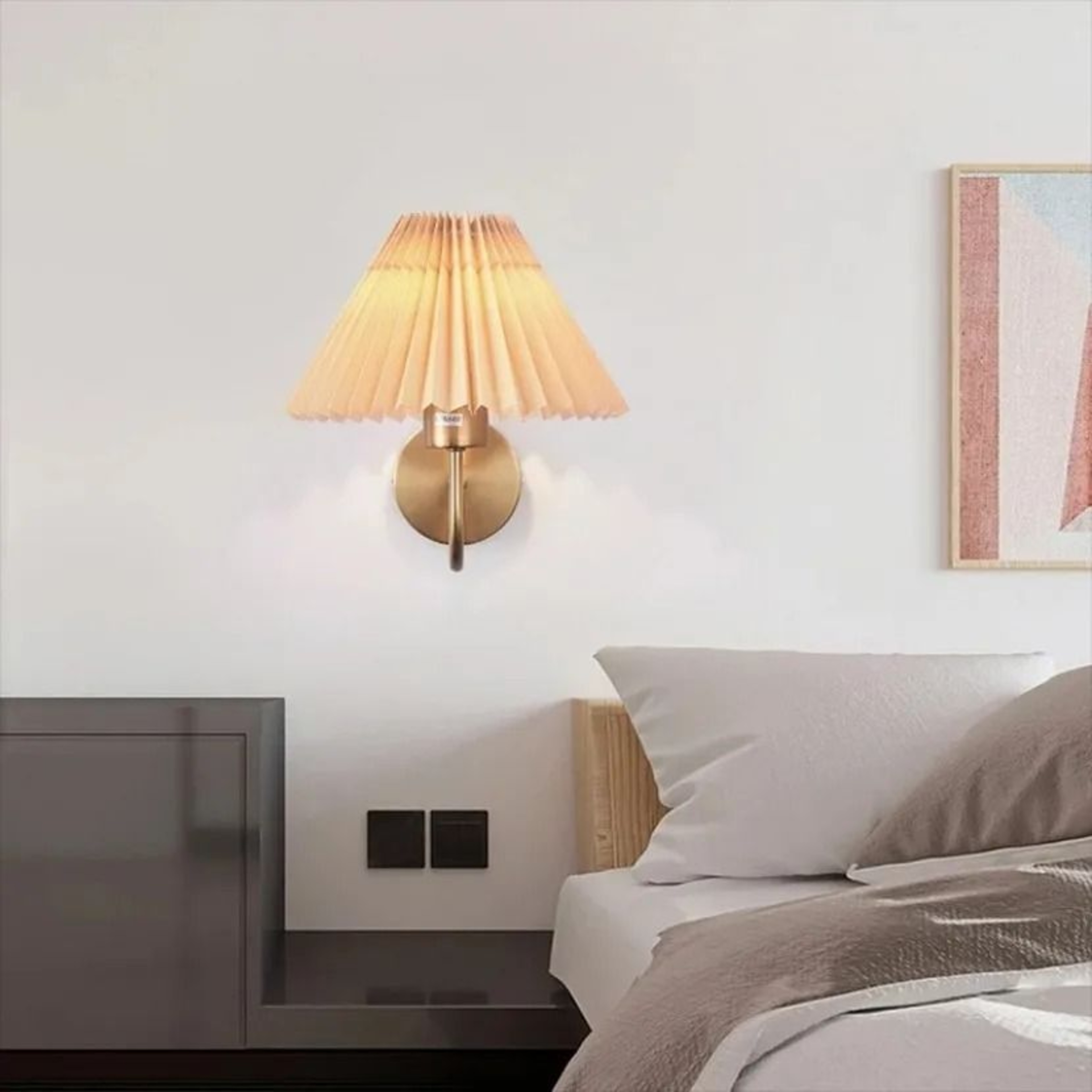 Nordic Retro Pleated Umbrella LED Wall Lamp Creative Decorative Sconce For Bedroom Bedside  Living  3