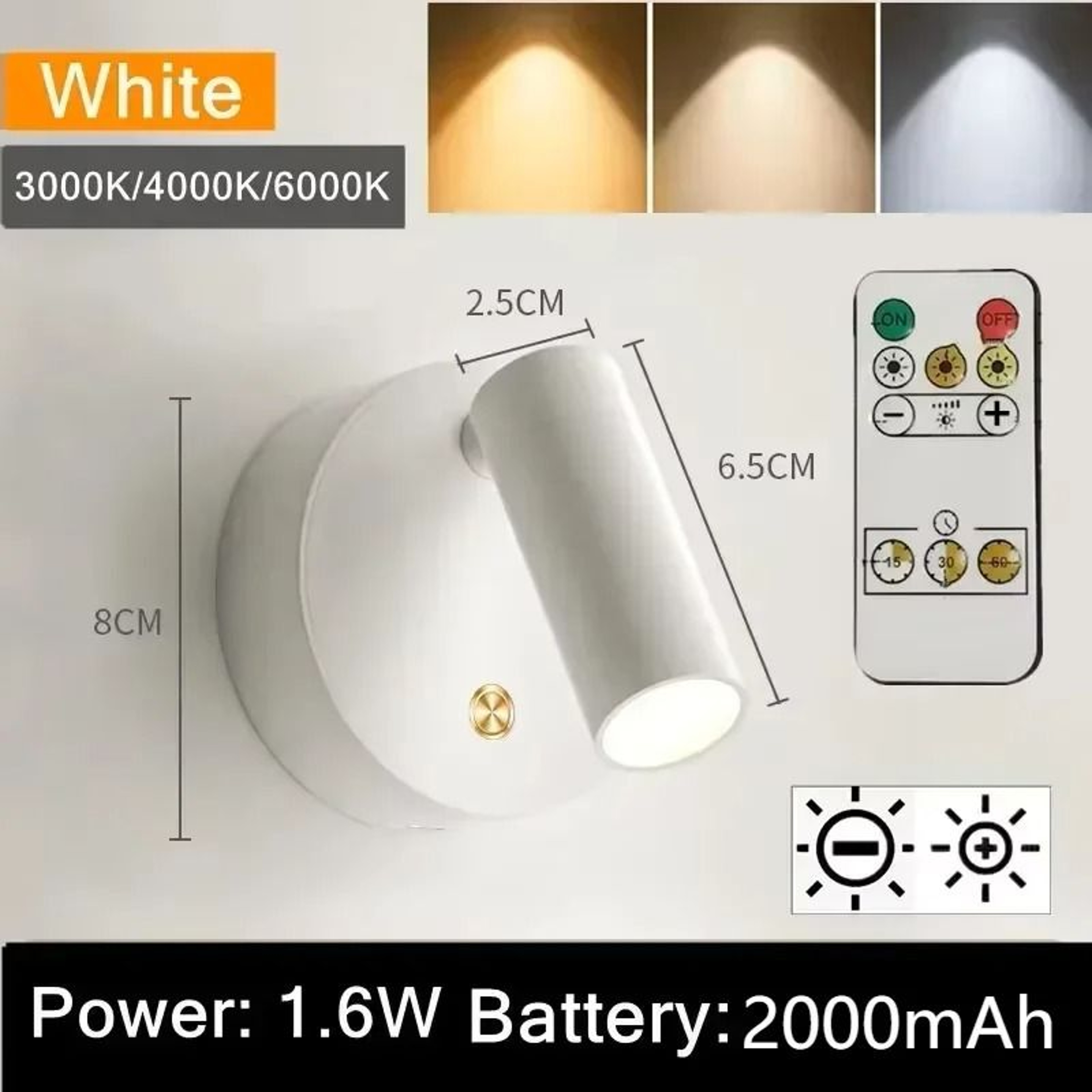Magnetic USB Rechargeable LED Bedroom Wall Light Touch Dimmable Reading Lamp With Magnetic Base In  8