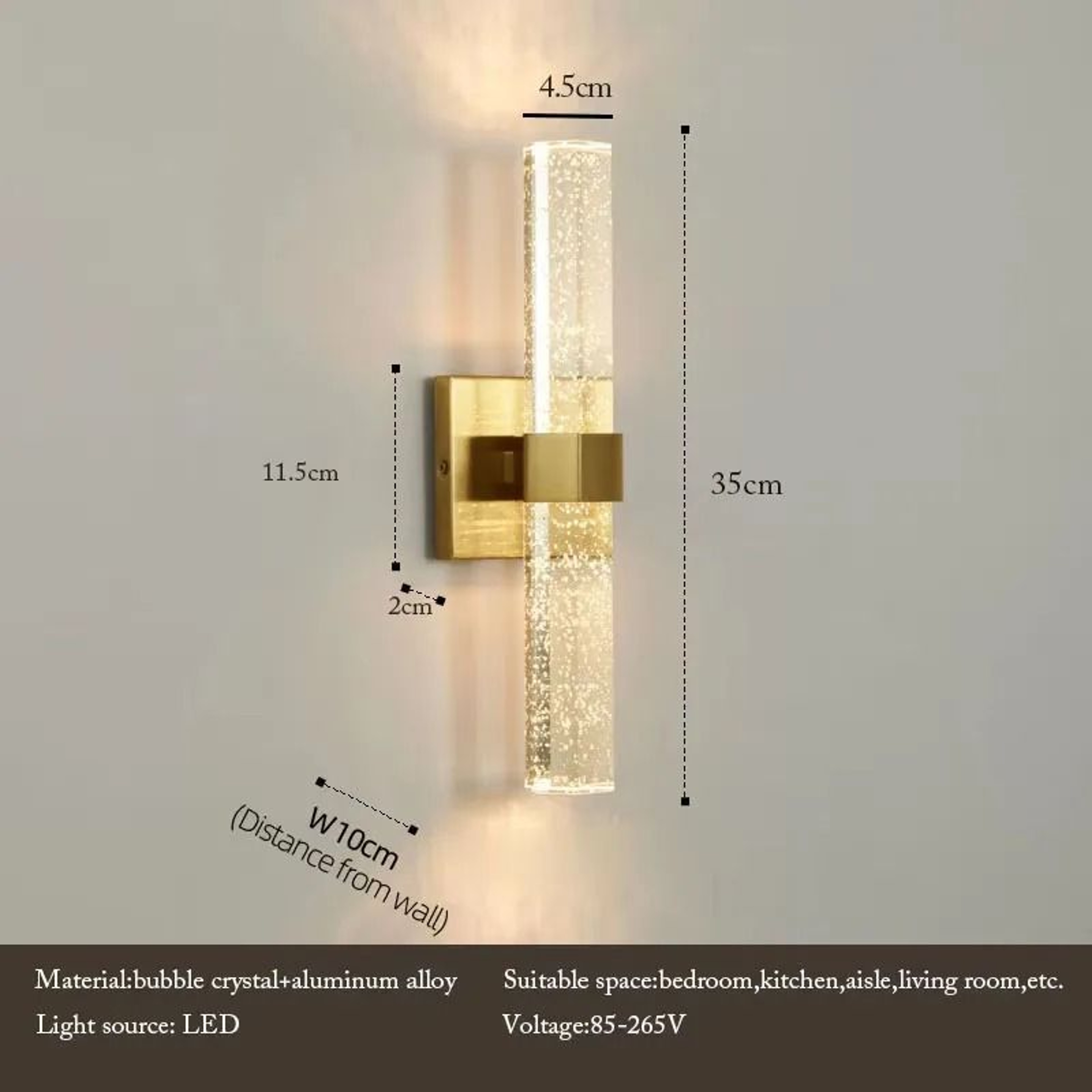 Modern Bubble Crystal LED Wall Lamp Mirror Sconce 7