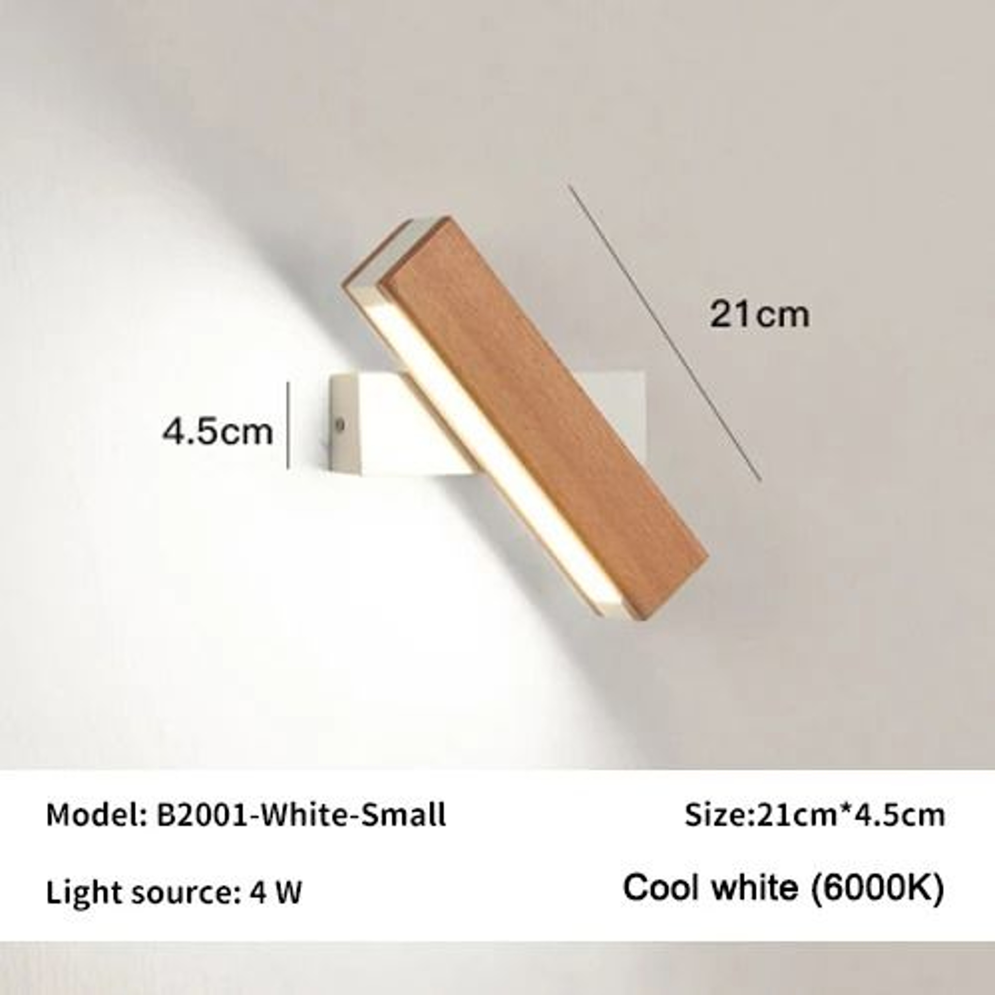 Nordic Rotatable Solid Wood LED Wall Lamp Adjustable Bedside Light 6