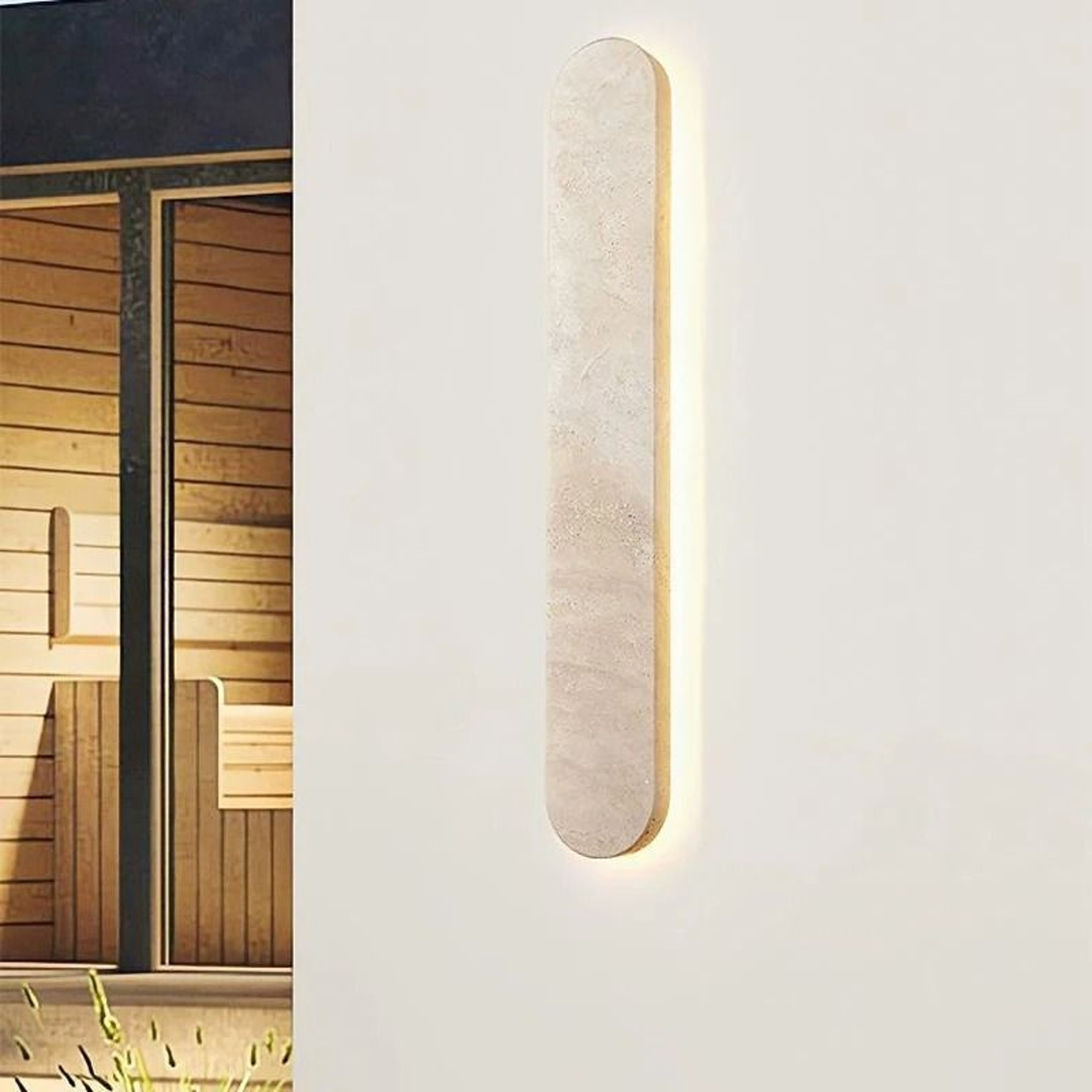 Modern Rectangle Natural Stone LED Wall Light Sconce 0