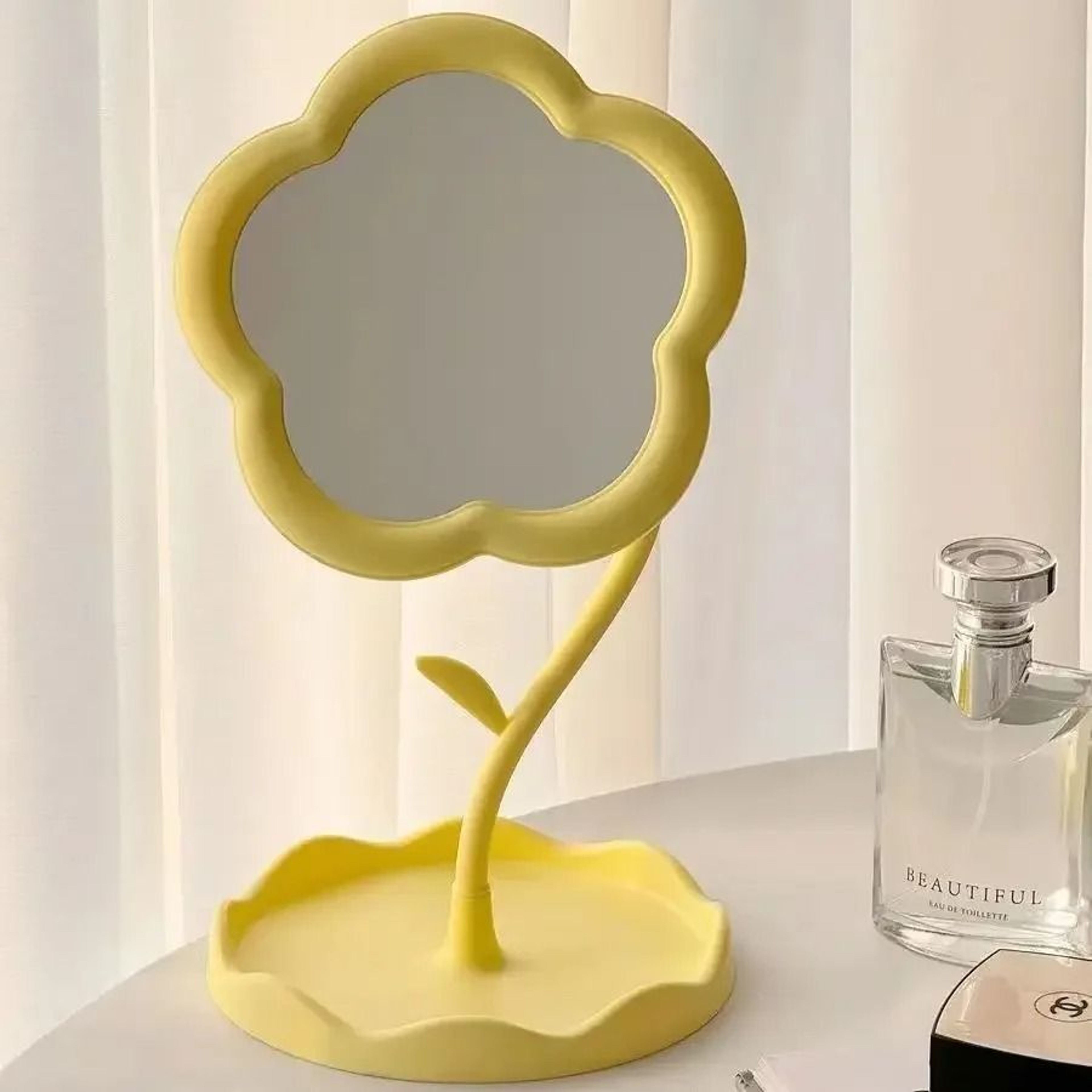 Creative Desktop Flower Mirror  Modern Aesthetic Tabletop Accent Mirror 7