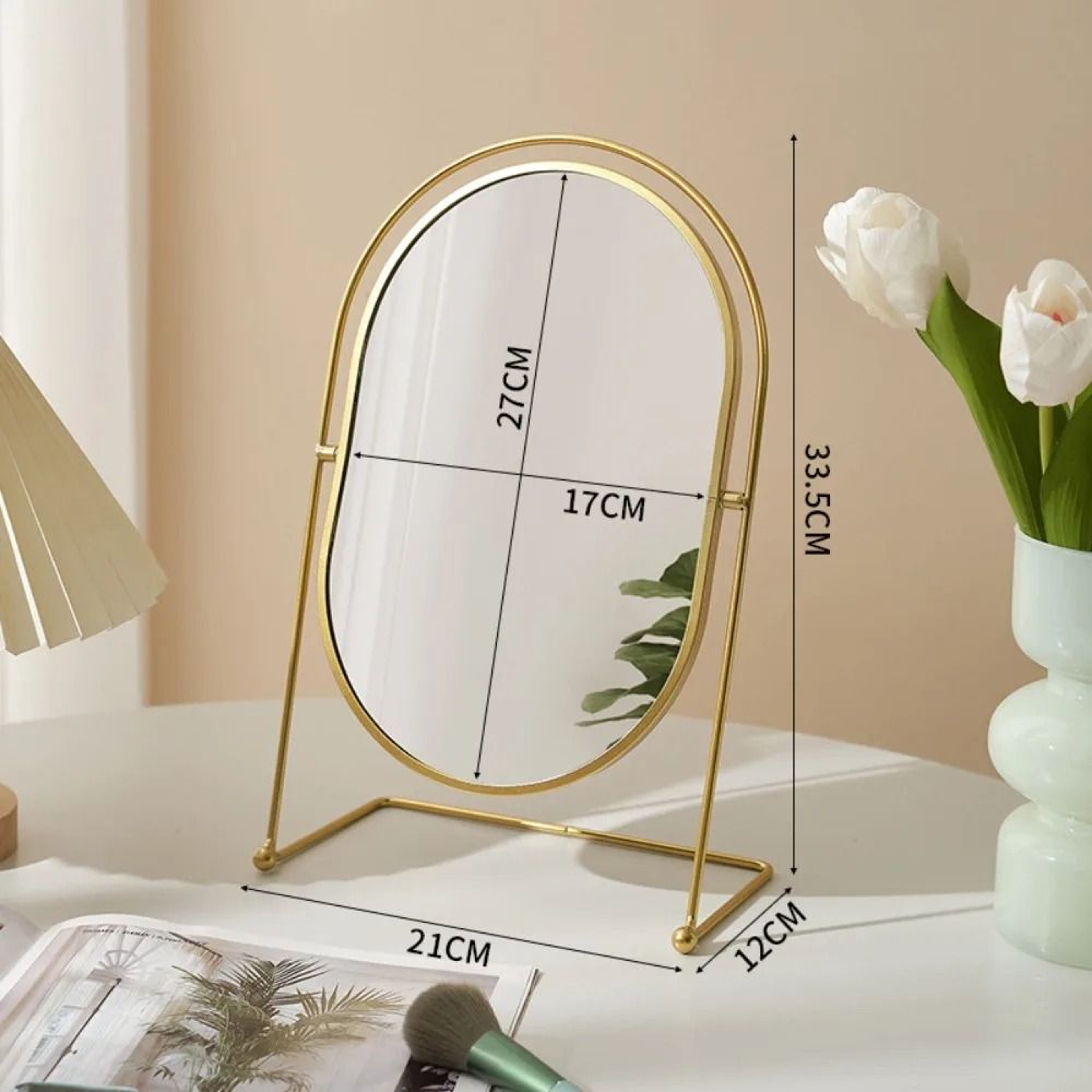 Iron Art Nordic Oval Desktop Vanity Mirror With 360 Rotation 1