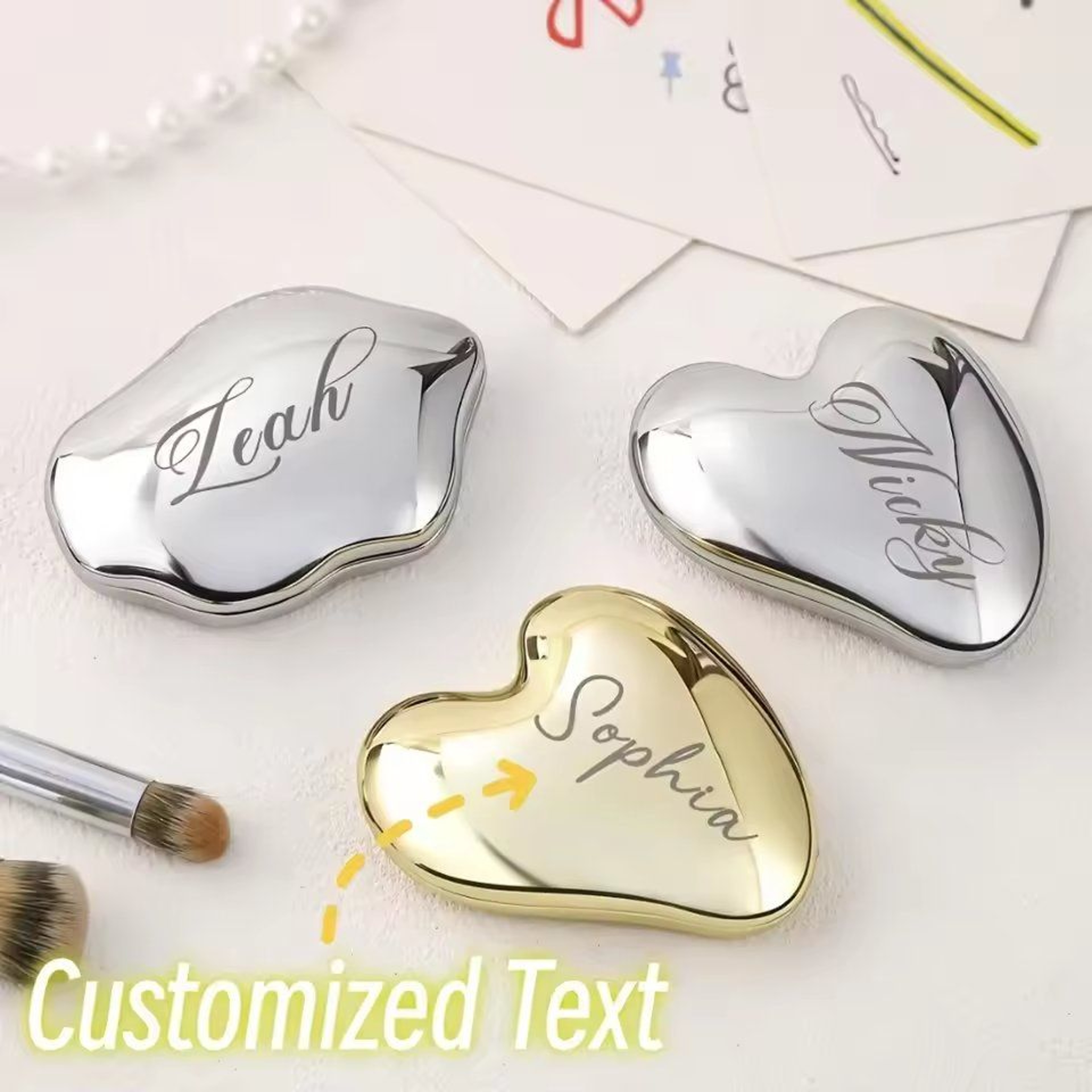 Custom Name Personalized Engravable Compact Pocket Travel Mirror 0