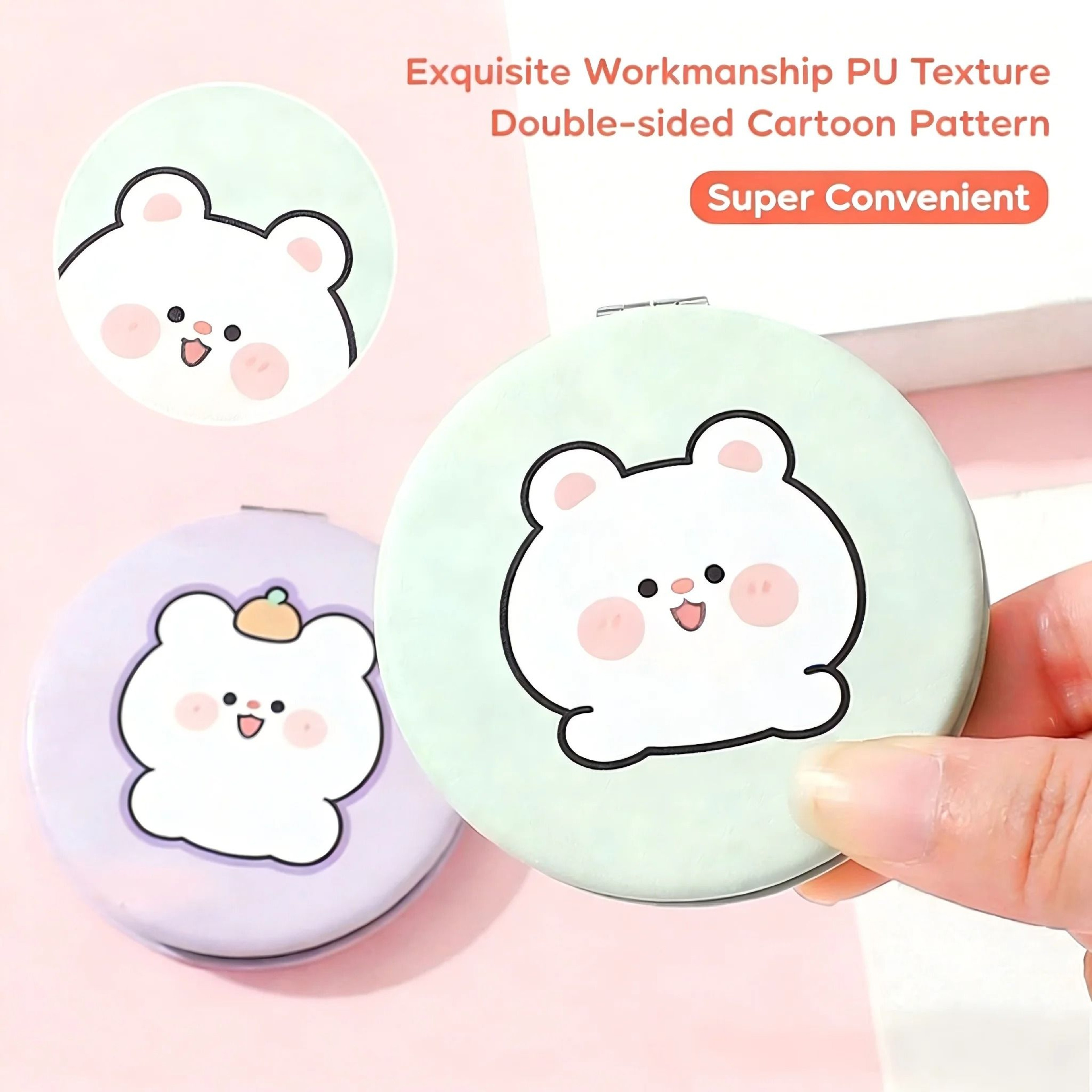 Custom Photo DoubleSided Leather Pocket Mirror  Personalized Keepsake Gift 2