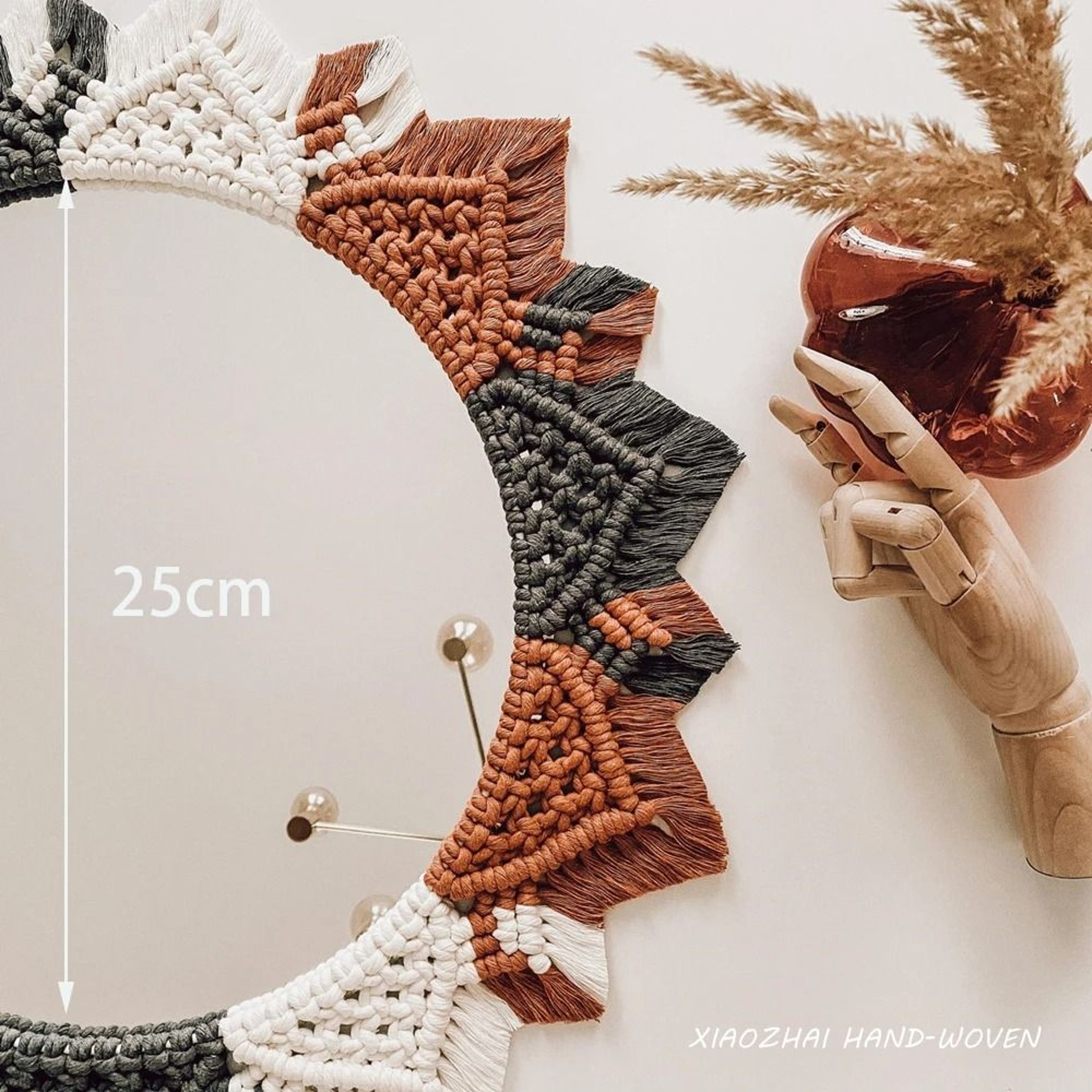 Bohemian Handmade Macrame Wall Hanging Decorative Round Mirror 8