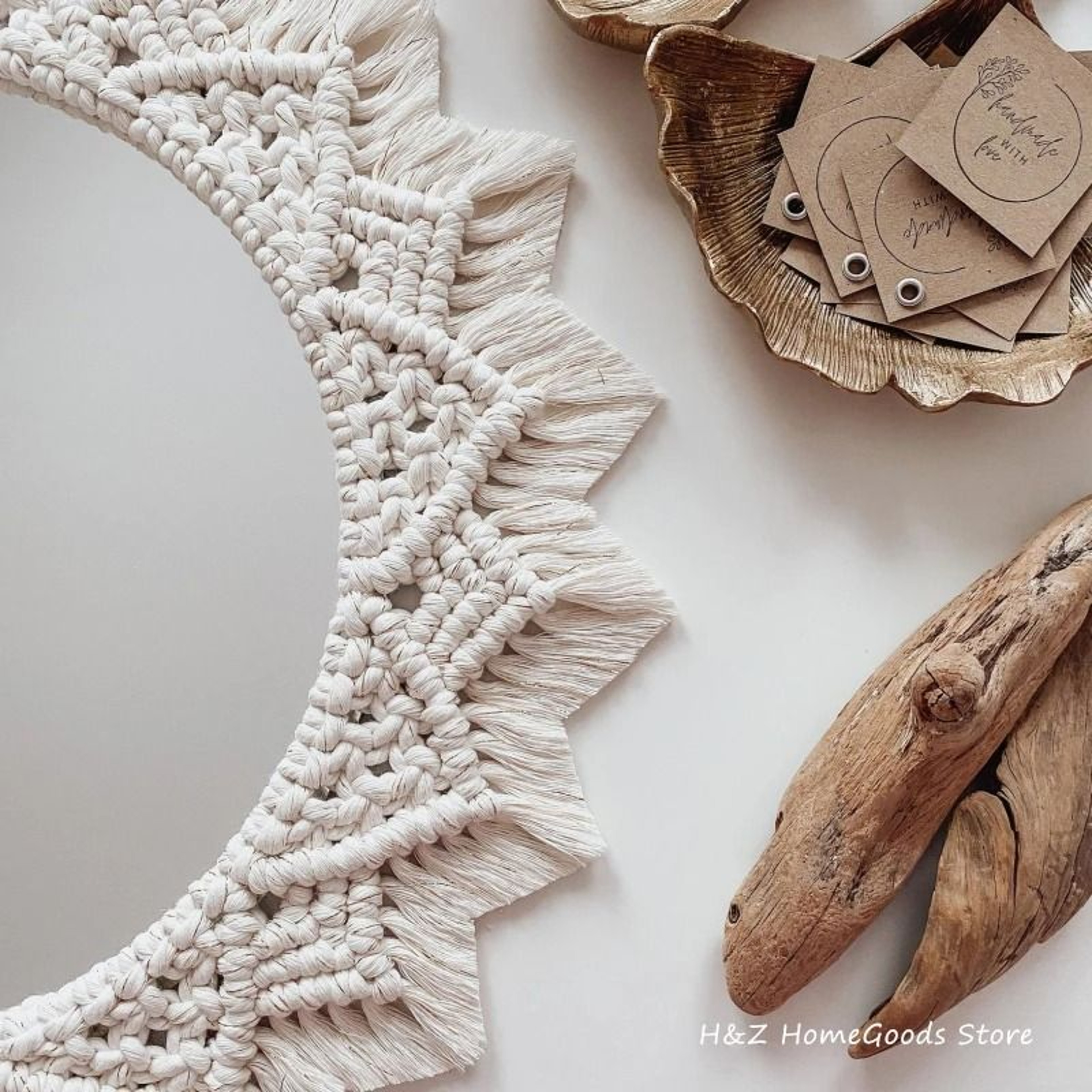 Bohemian Handmade Macrame Wall Hanging Decorative Round Mirror 5