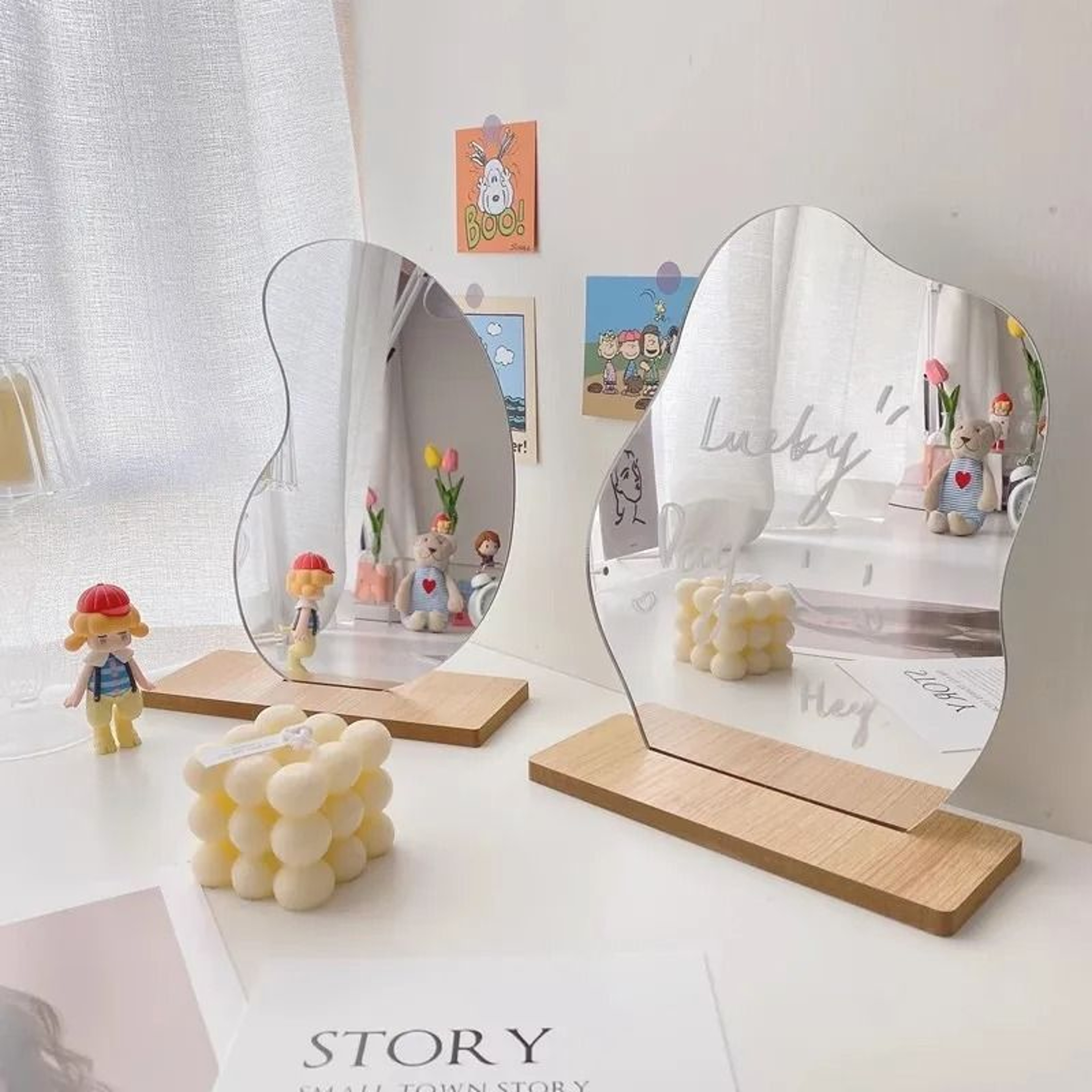 DIY Acrylic Irregular Frameless Standing Desktop Mirror  Room Decor Accent 3