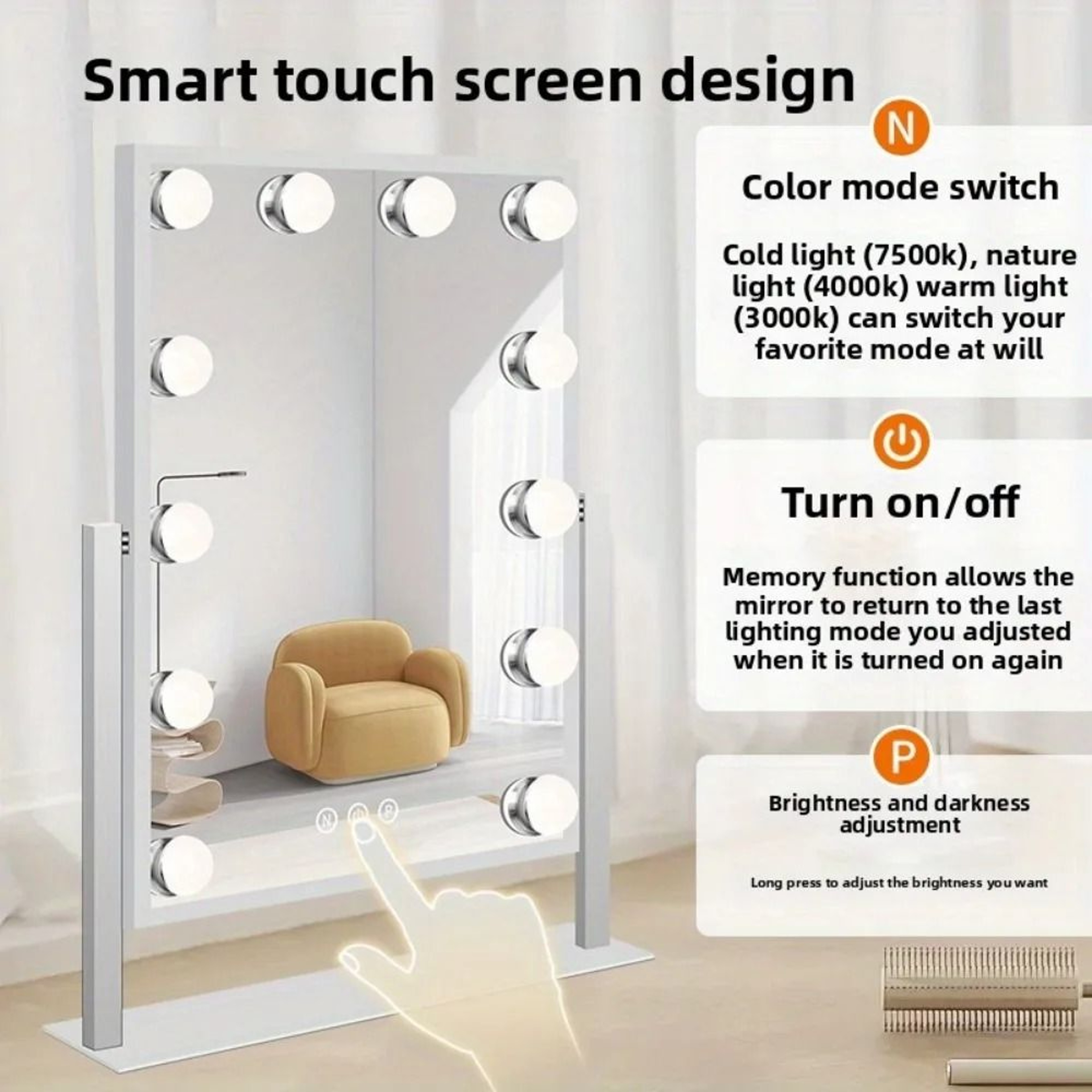 Vanity Hollywood Makeup Mirror With 12 Dimmable LED Bulbs  360 Rotation 4