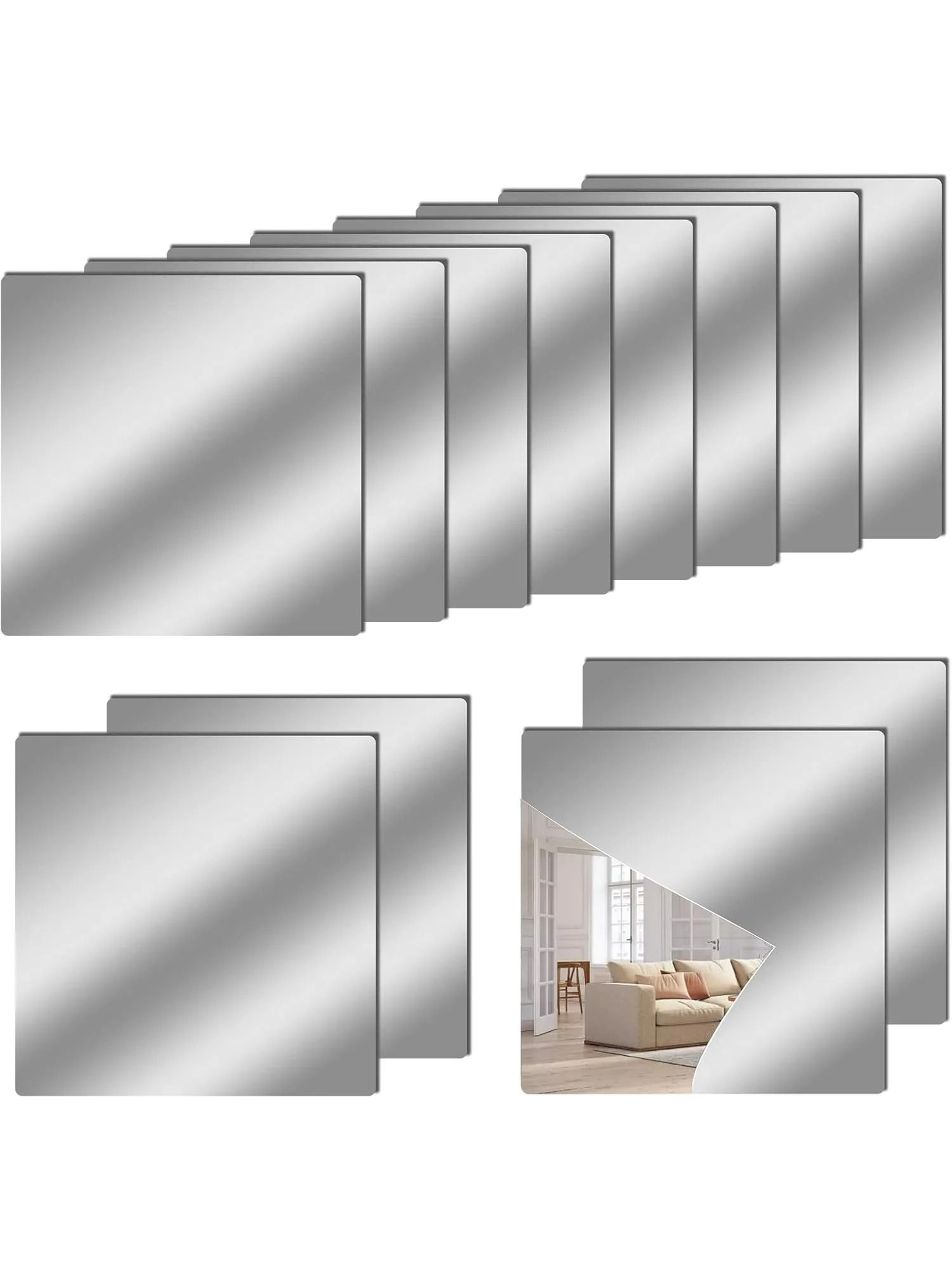 4 Pcs Acrylic Flexible Square Cuttable Wall Mirror Stickers With SelfAdhesive Backing 6