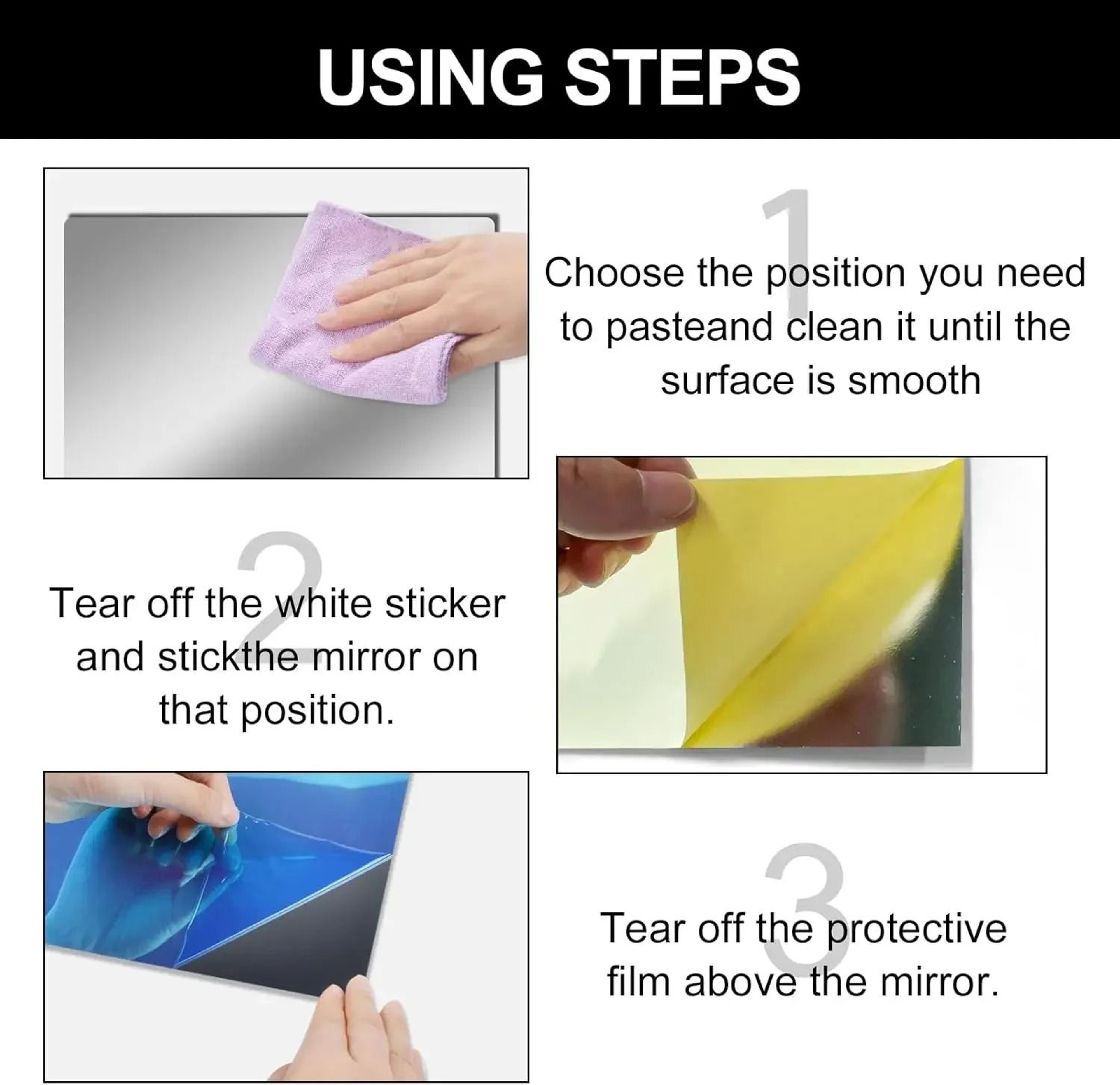 4 Pcs Acrylic Flexible Square Cuttable Wall Mirror Stickers With SelfAdhesive Backing 5