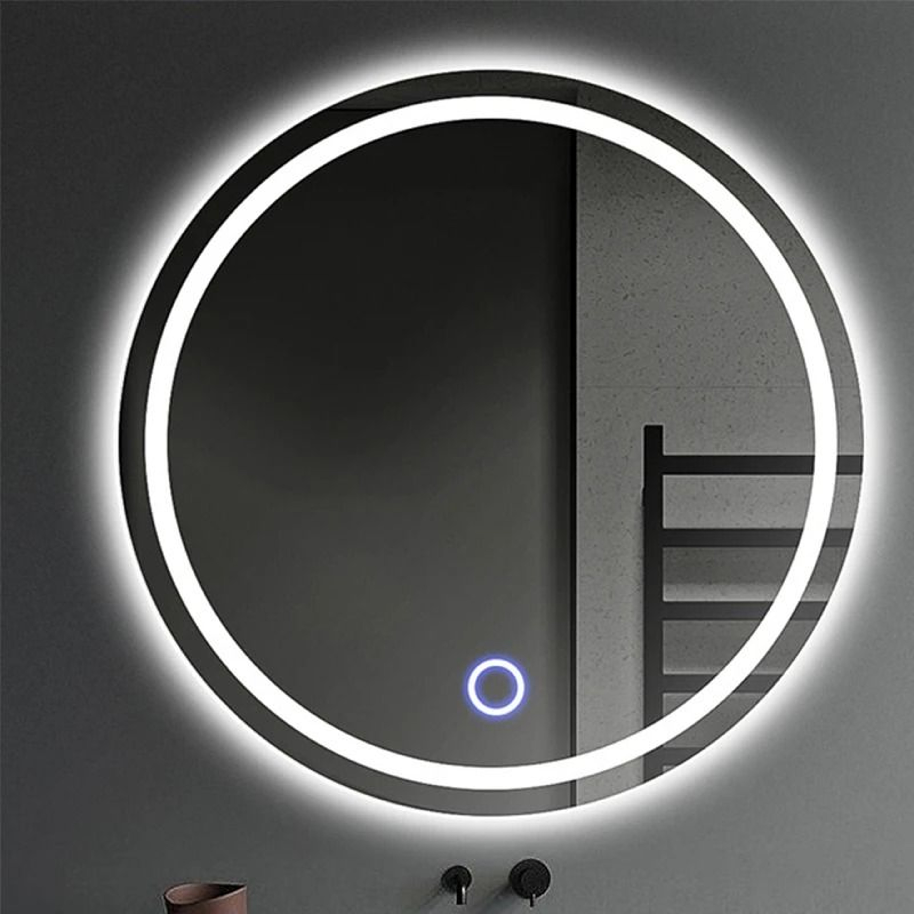 LED HD Smart Round Backlit Bathroom Wall Mirror With Touch Sensor Control 7