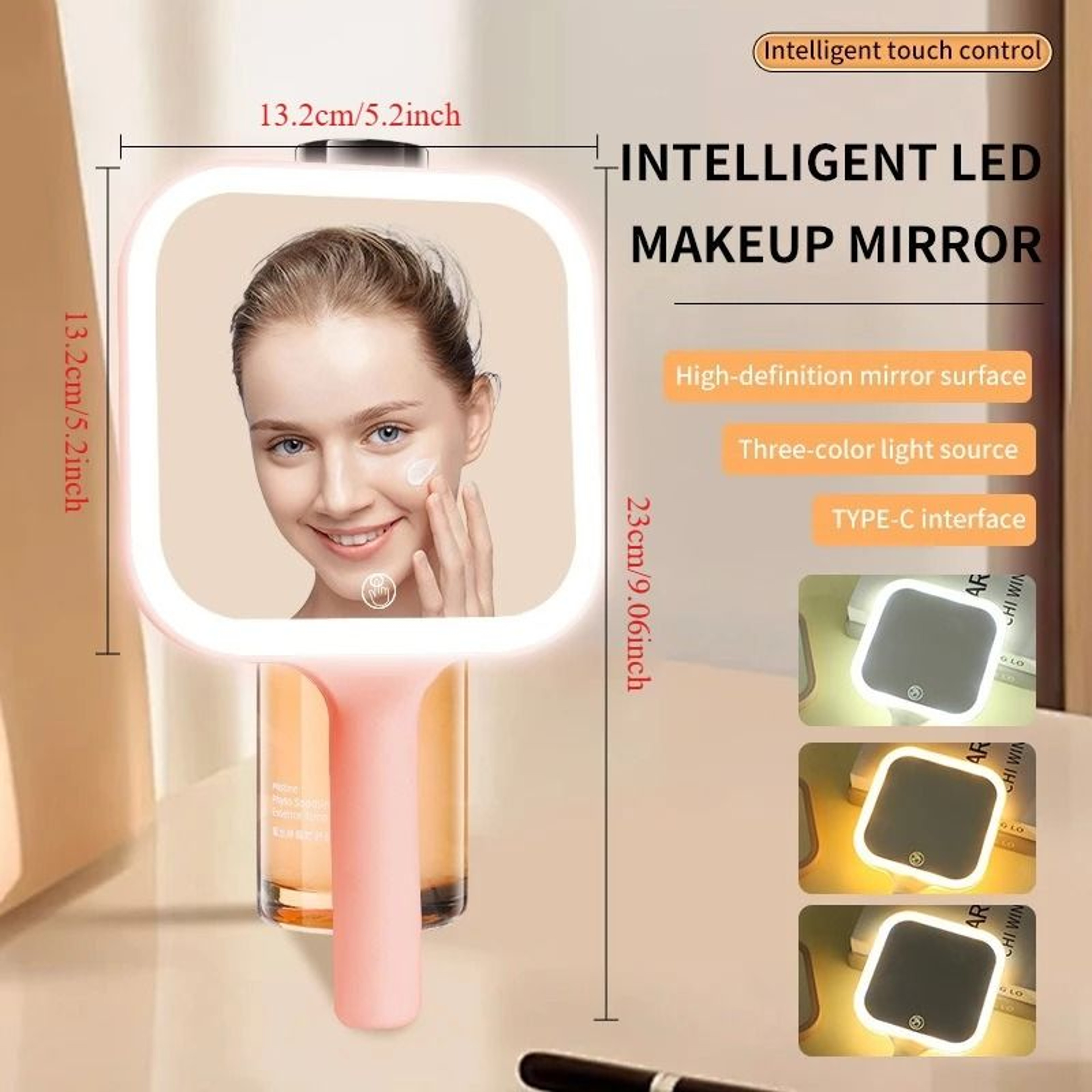 Niche Modern Desktop LED Vanity Mirror With 3Color Touch Sensor Control 9