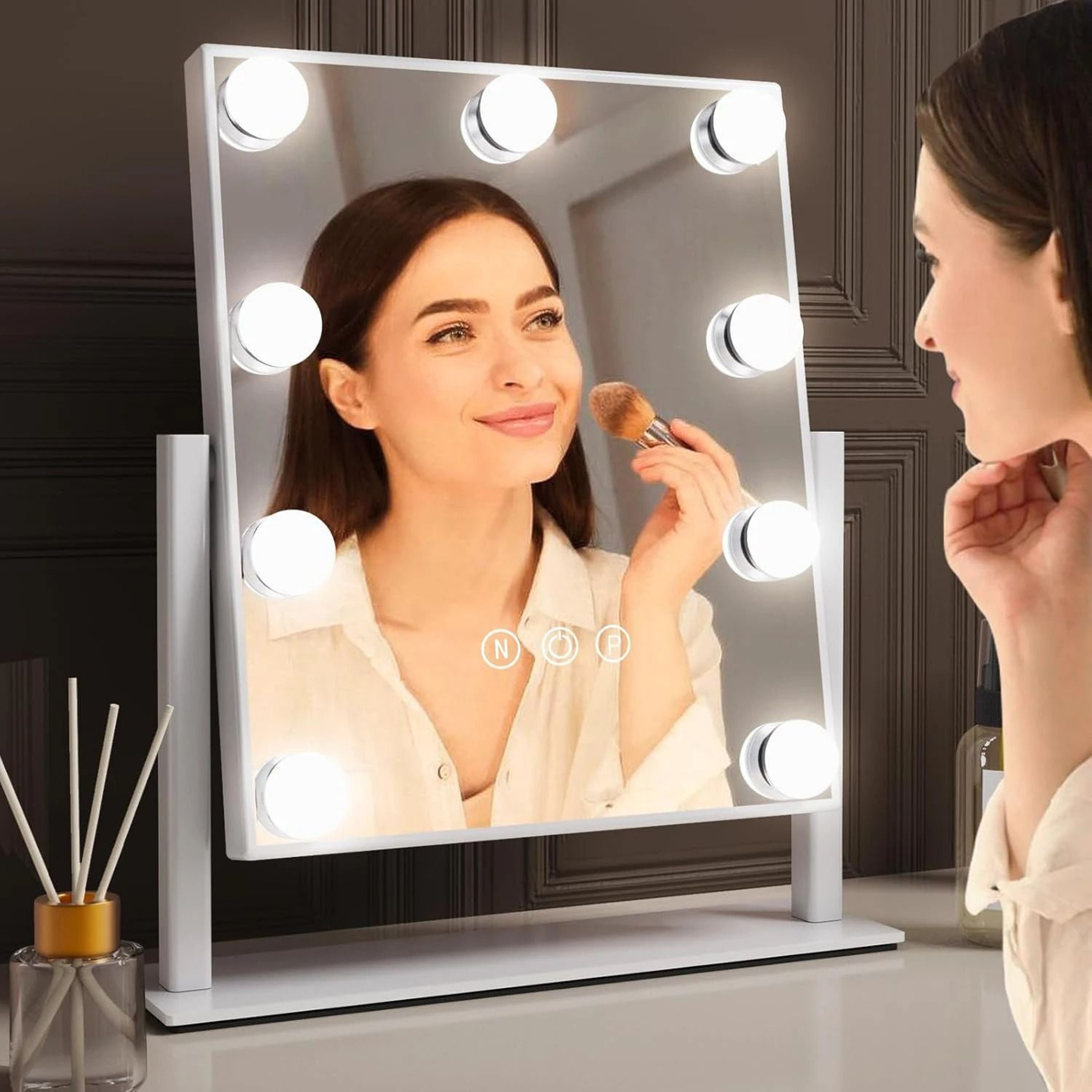 Vanity Hollywood Makeup Mirror With 9 LED Bulbs 3Color Lighting  360 Swivel Rotation 1