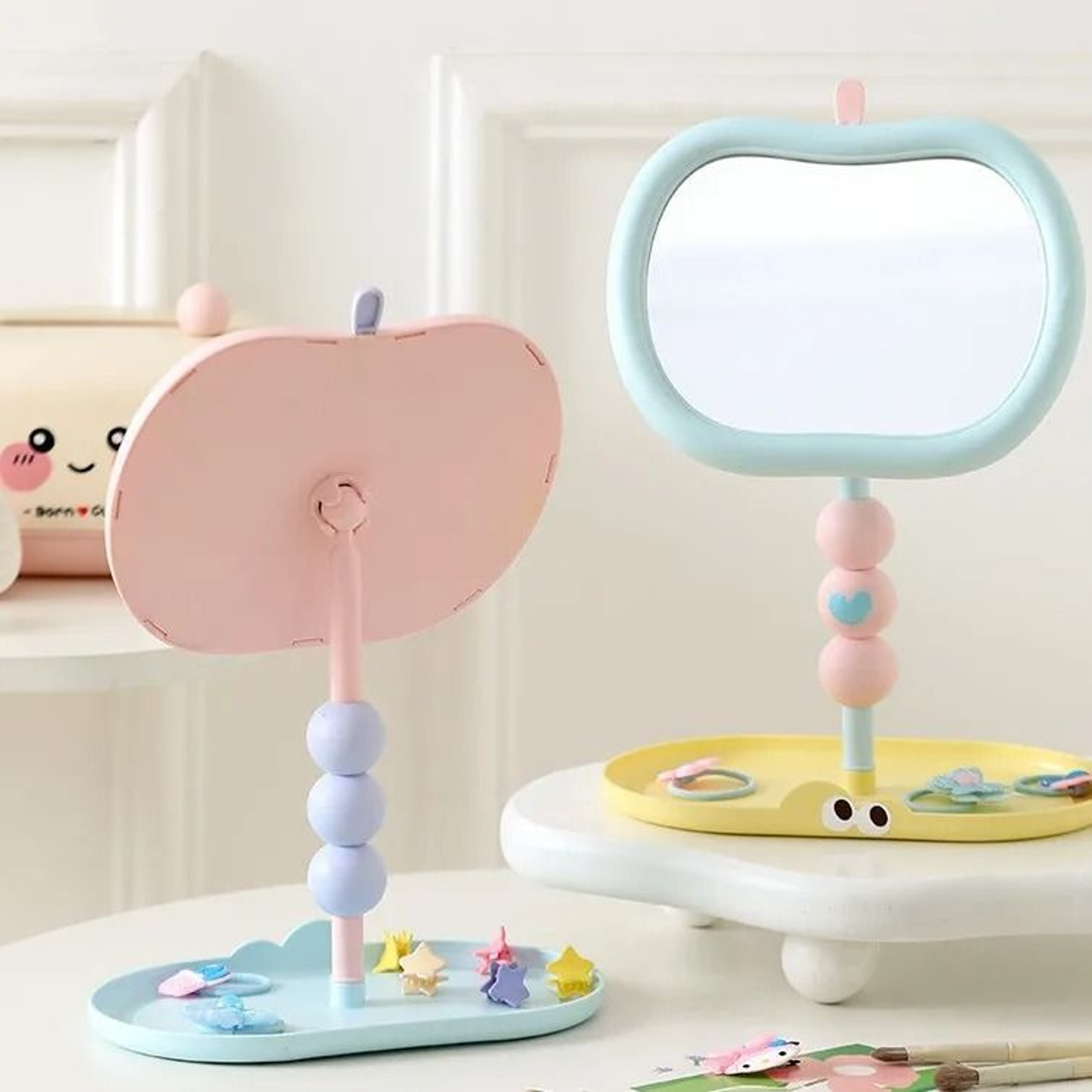 Large Rotating AppleShaped Desktop Makeup Mirror For Bedroom  Dorm Vanity 3