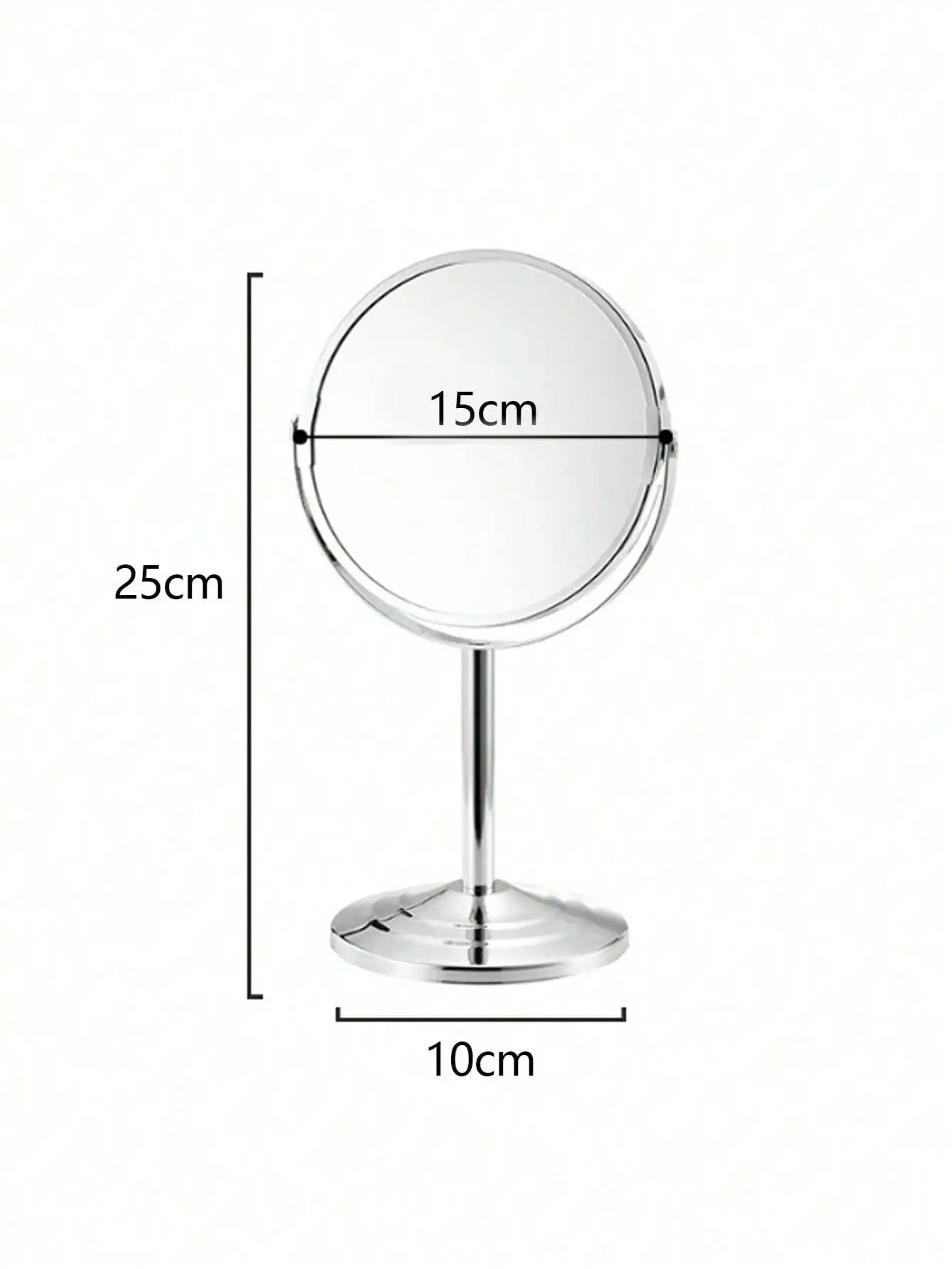 Large Silver DoubleSided Tabletop Makeup Mirror With 360 Swivel Rotation 1