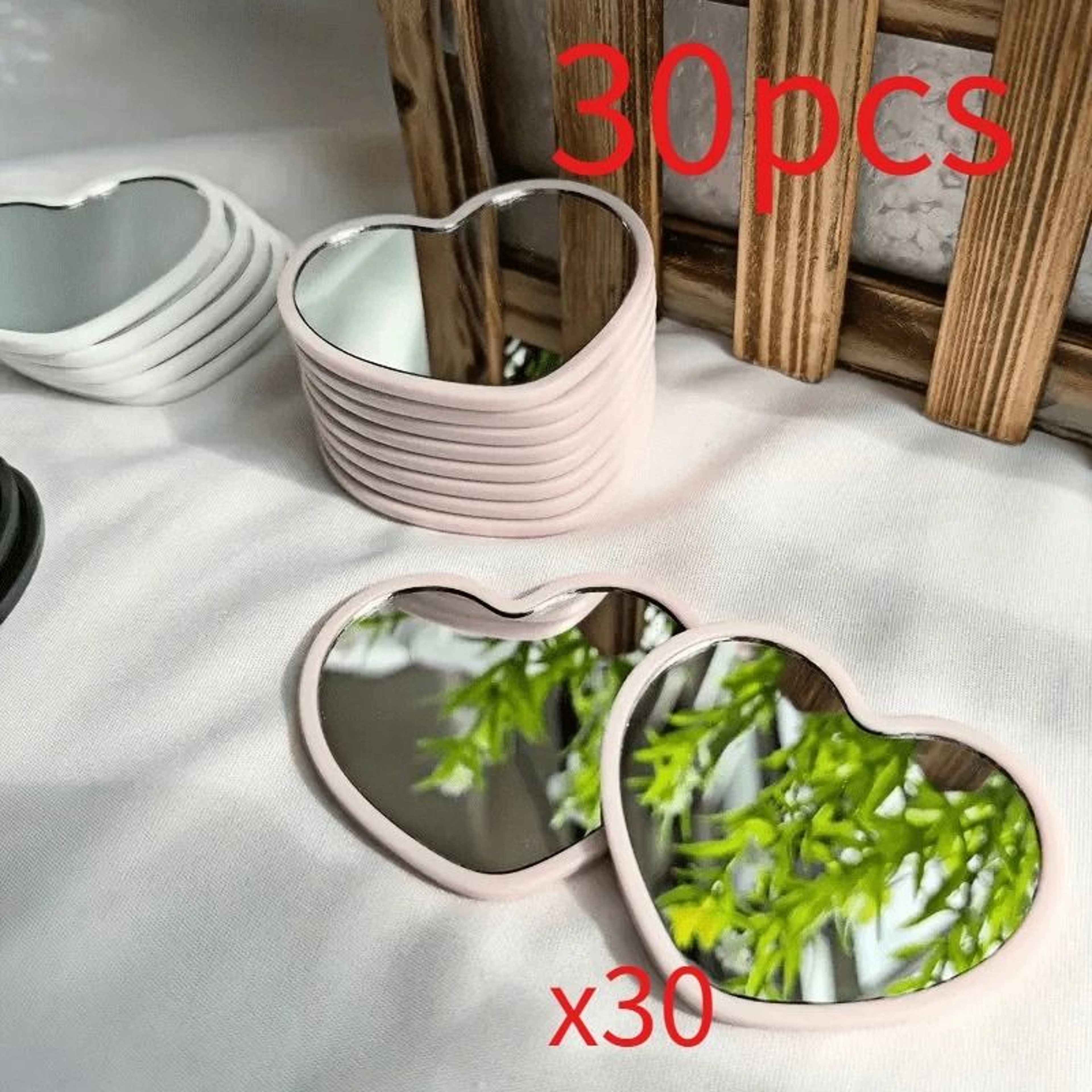 30Piece Bulk Pack HD Mini Love HeartShaped Portable Vanity Makeup Mirrors 5