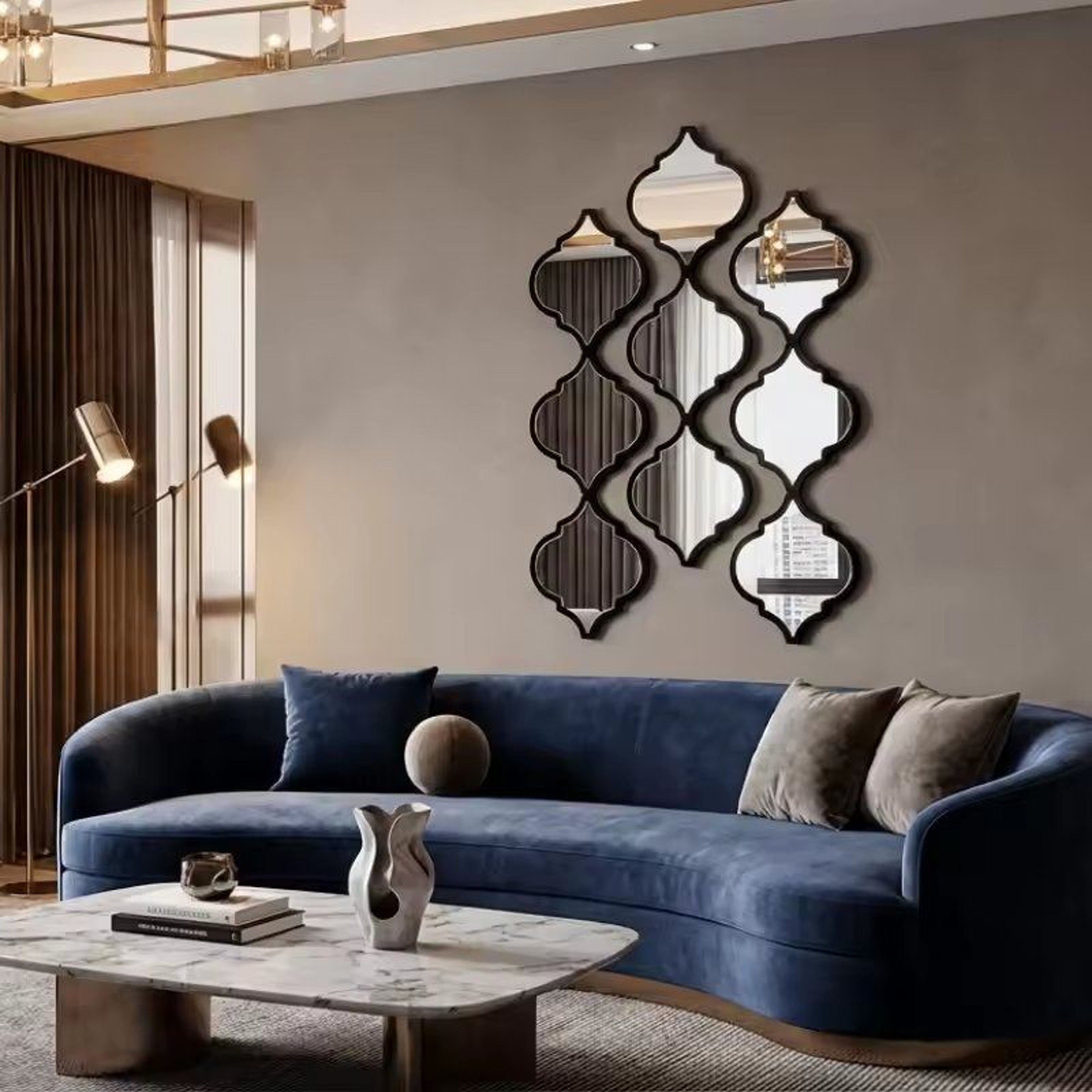 12Piece Large Moroccan Wall Mirror Set With Decorative Frames For Living Room  Bathroom 4