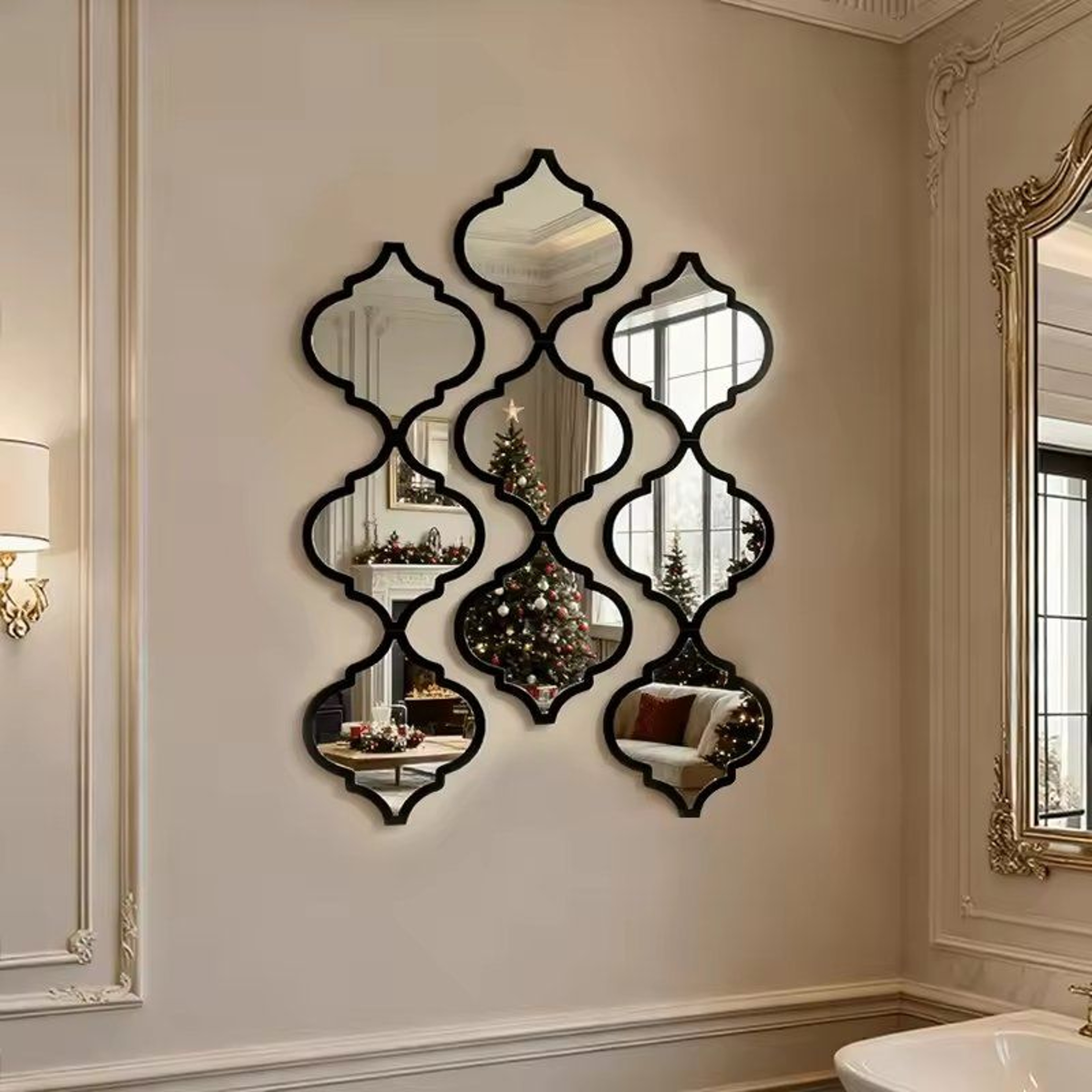 12Piece Large Moroccan Wall Mirror Set With Decorative Frames For Living Room  Bathroom 2