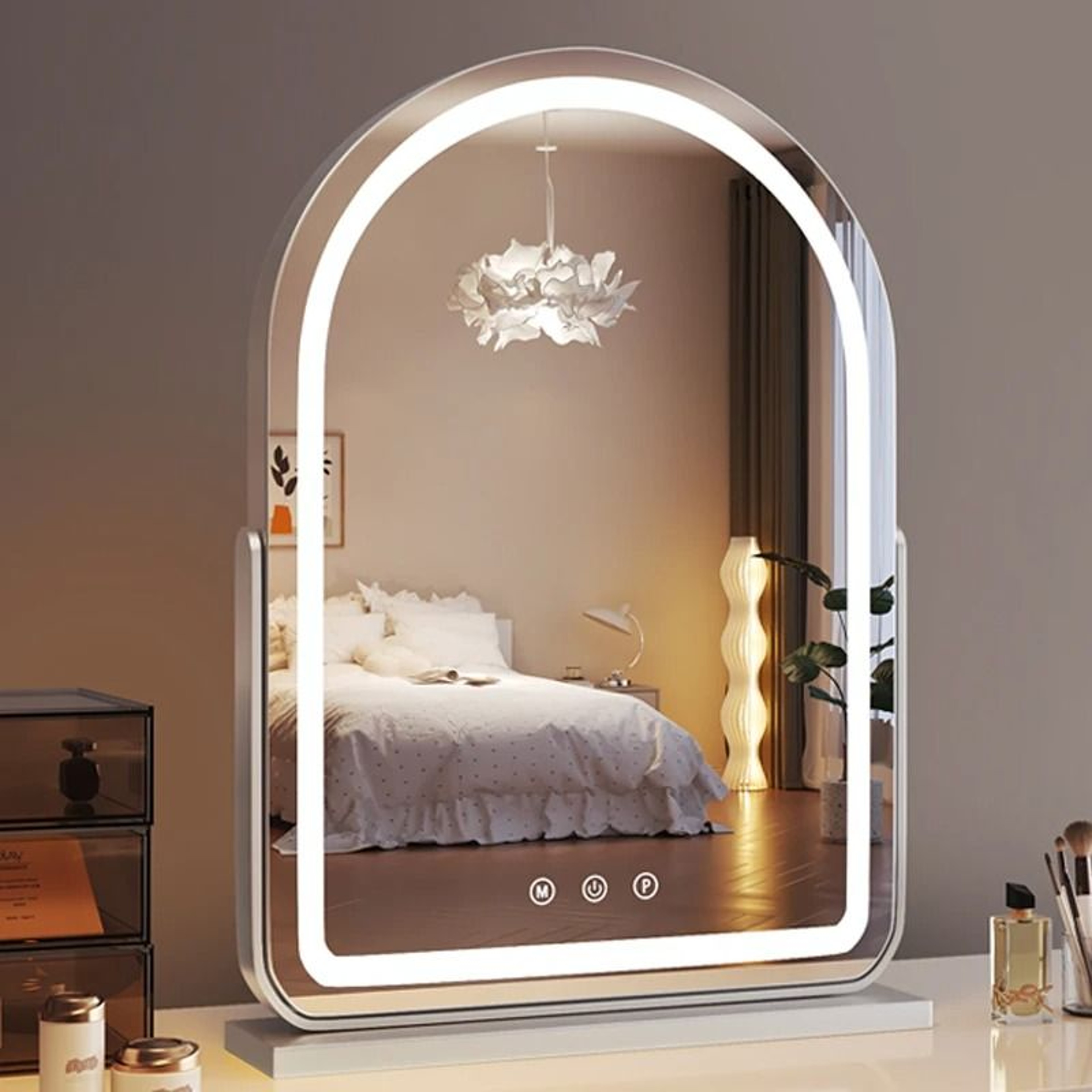 Desktop Large LED Makeup Mirror With Fill Light For Bedroom  Professional Beauty 0