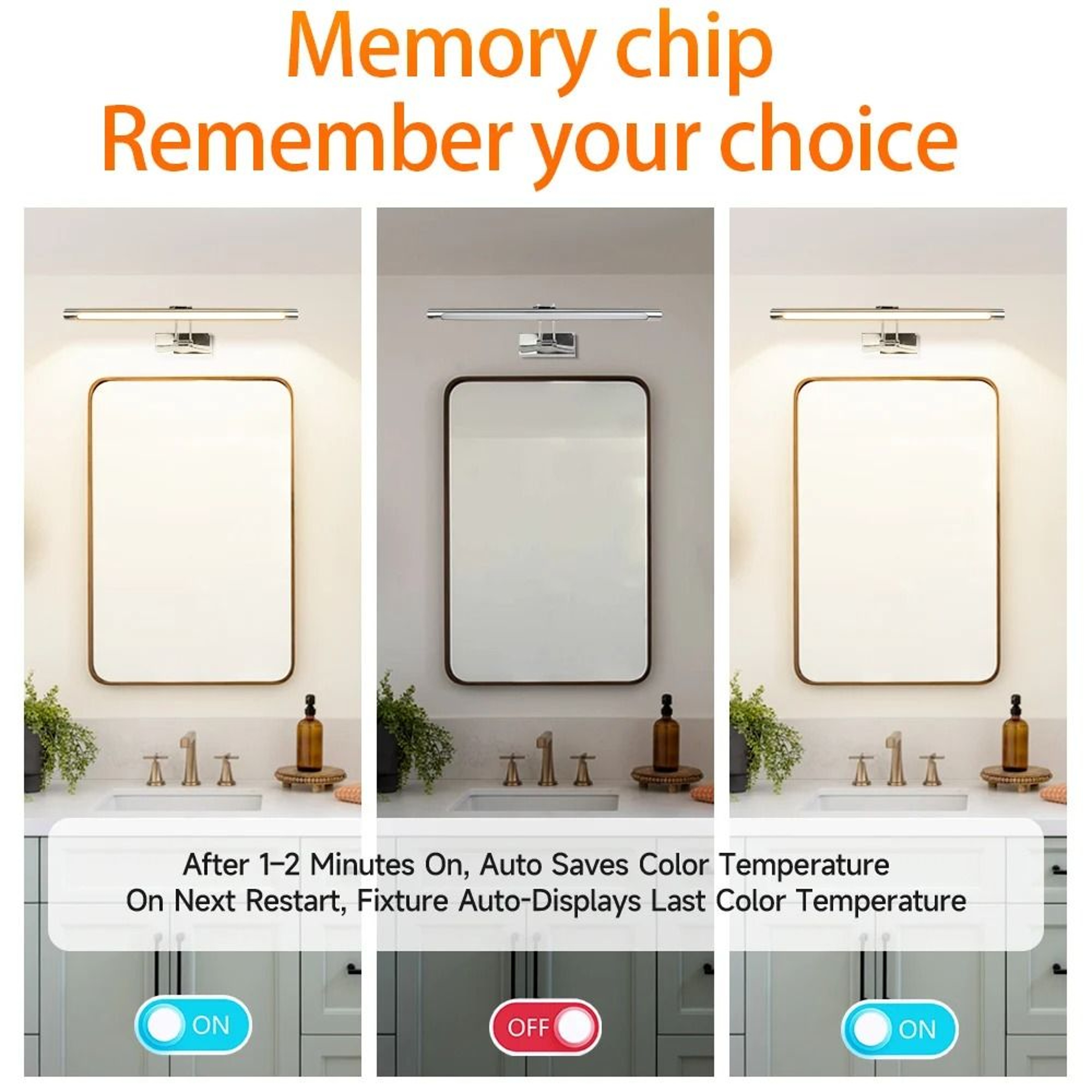 Tricolor Adjustable LED Mirror Front Light With Memory Function 2