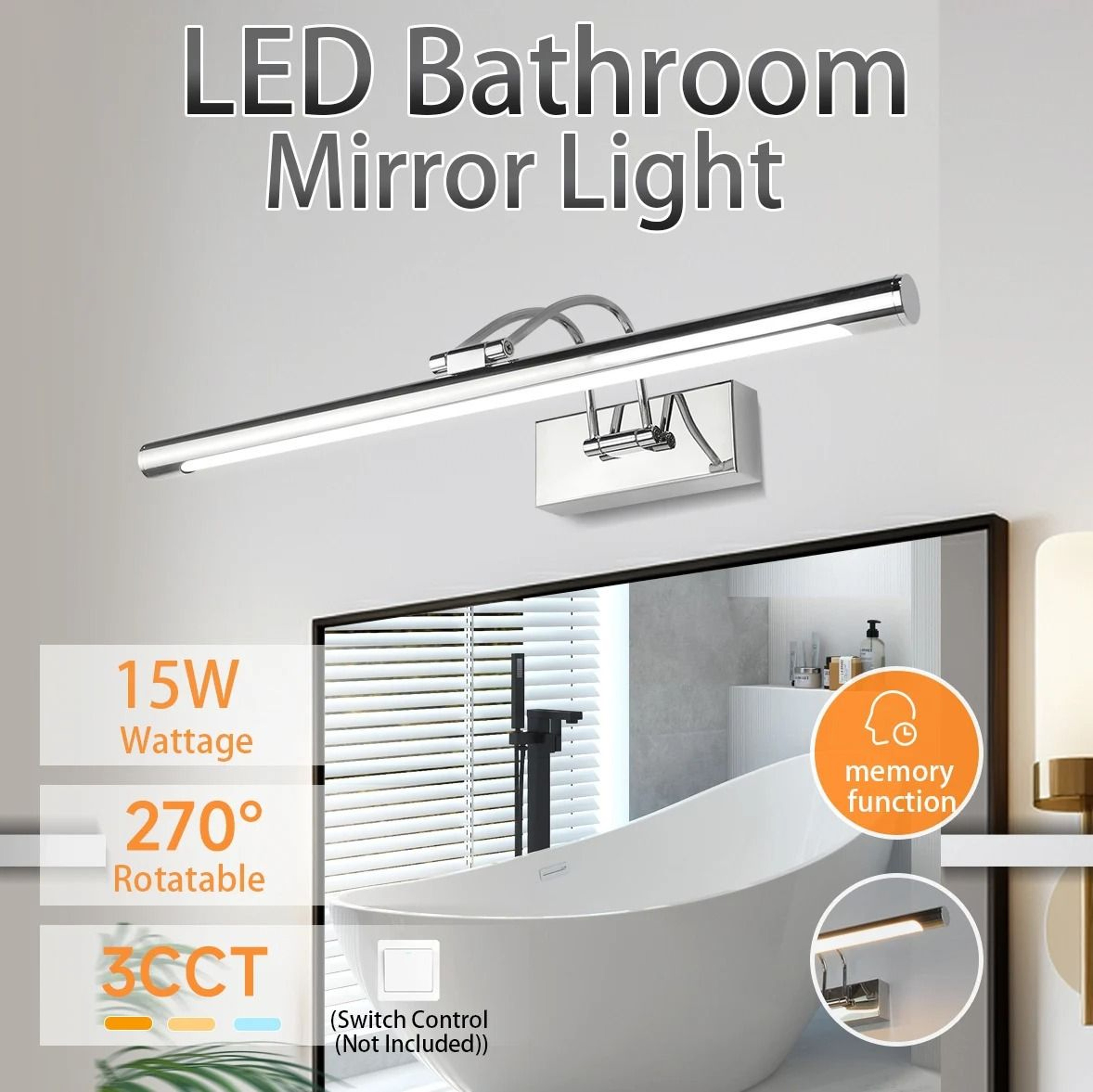 Tricolor Adjustable LED Mirror Front Light With Memory Function 0