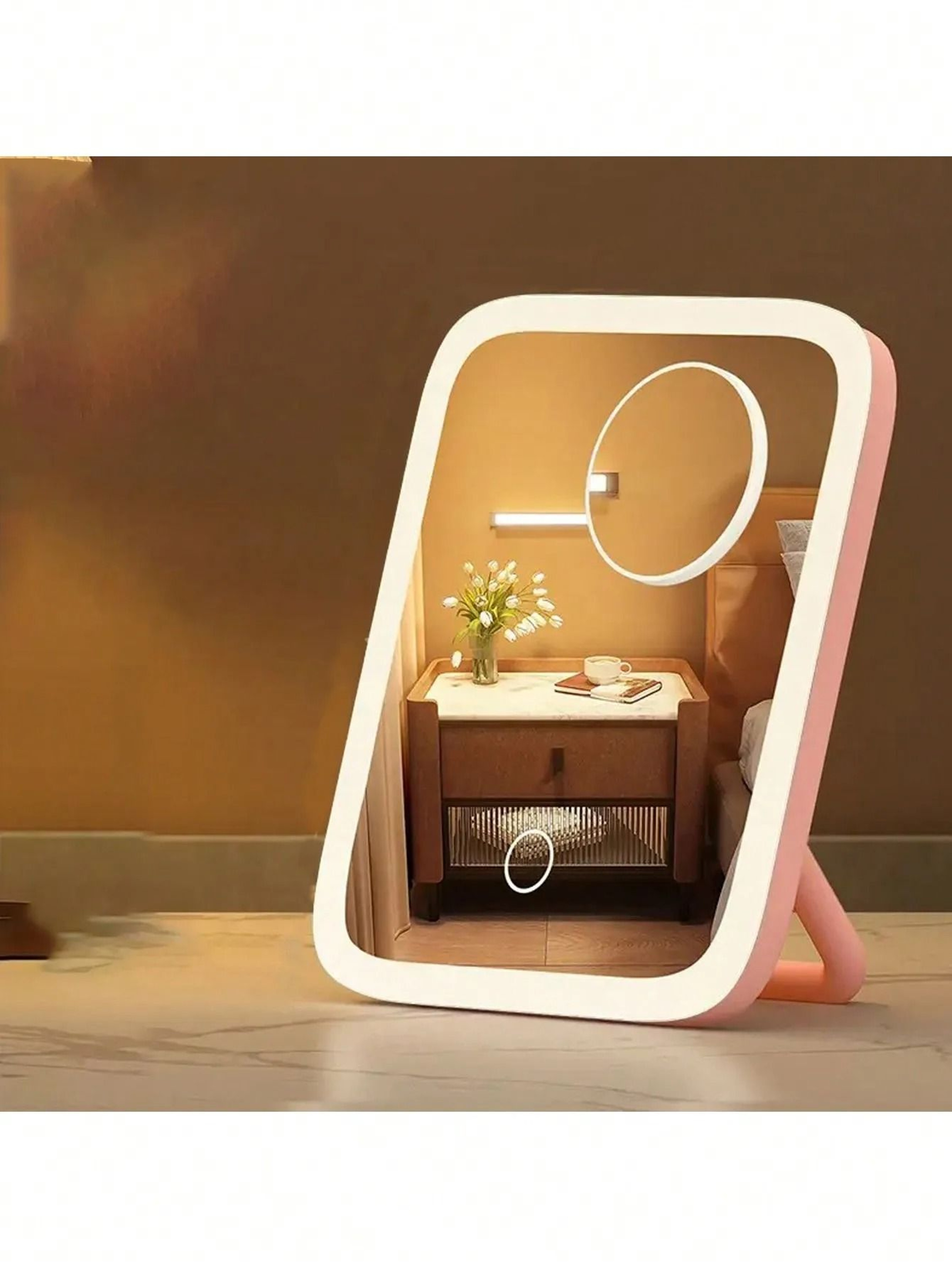 360 Rotatable LED Tabletop Vanity Mirror With 3Color Light  Touch Control 6