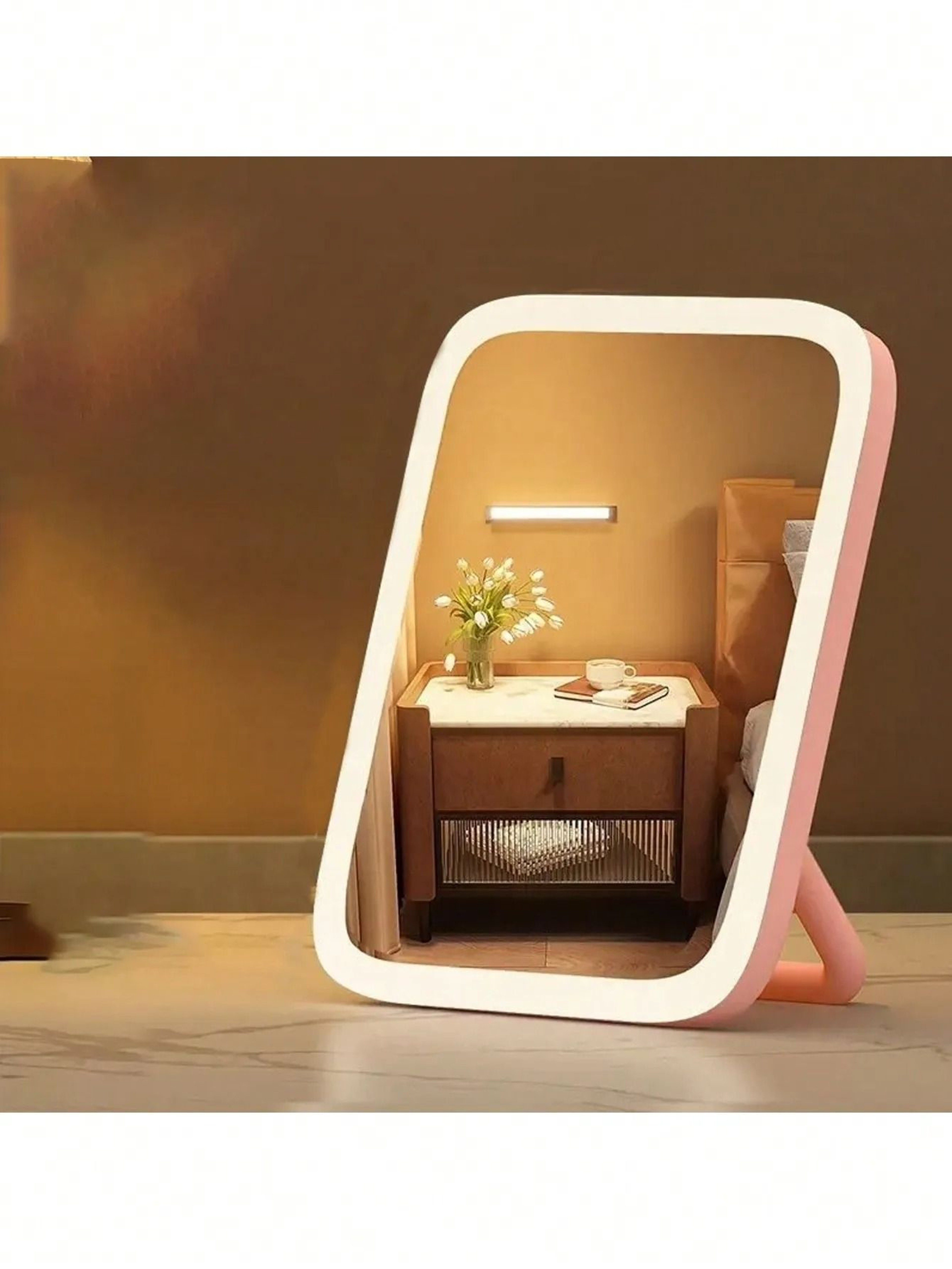 360 Rotatable LED Tabletop Vanity Mirror With 3Color Light  Touch Control 7