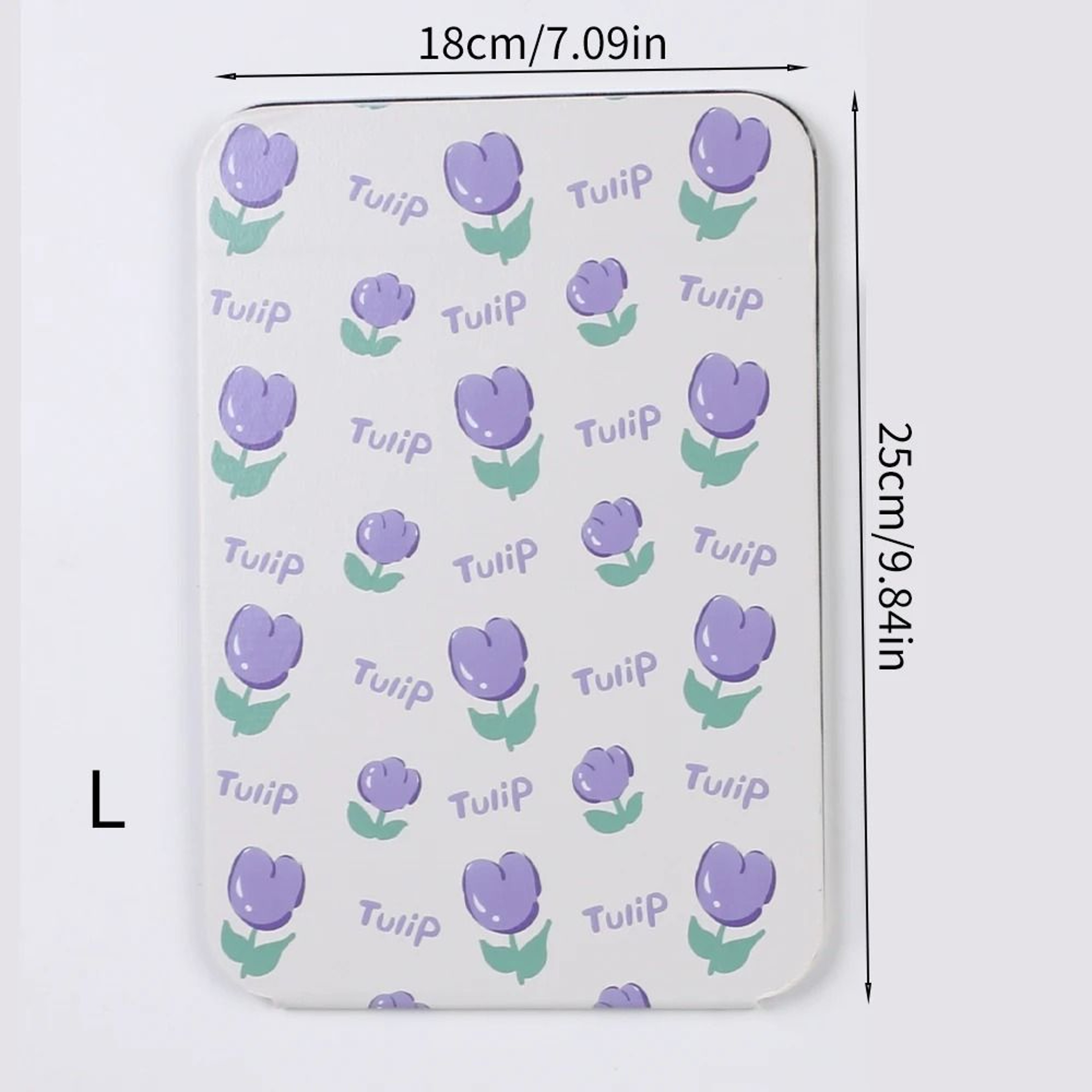 Desktop Foldable PU Leather Makeup Mirror With Tulip Pattern 14