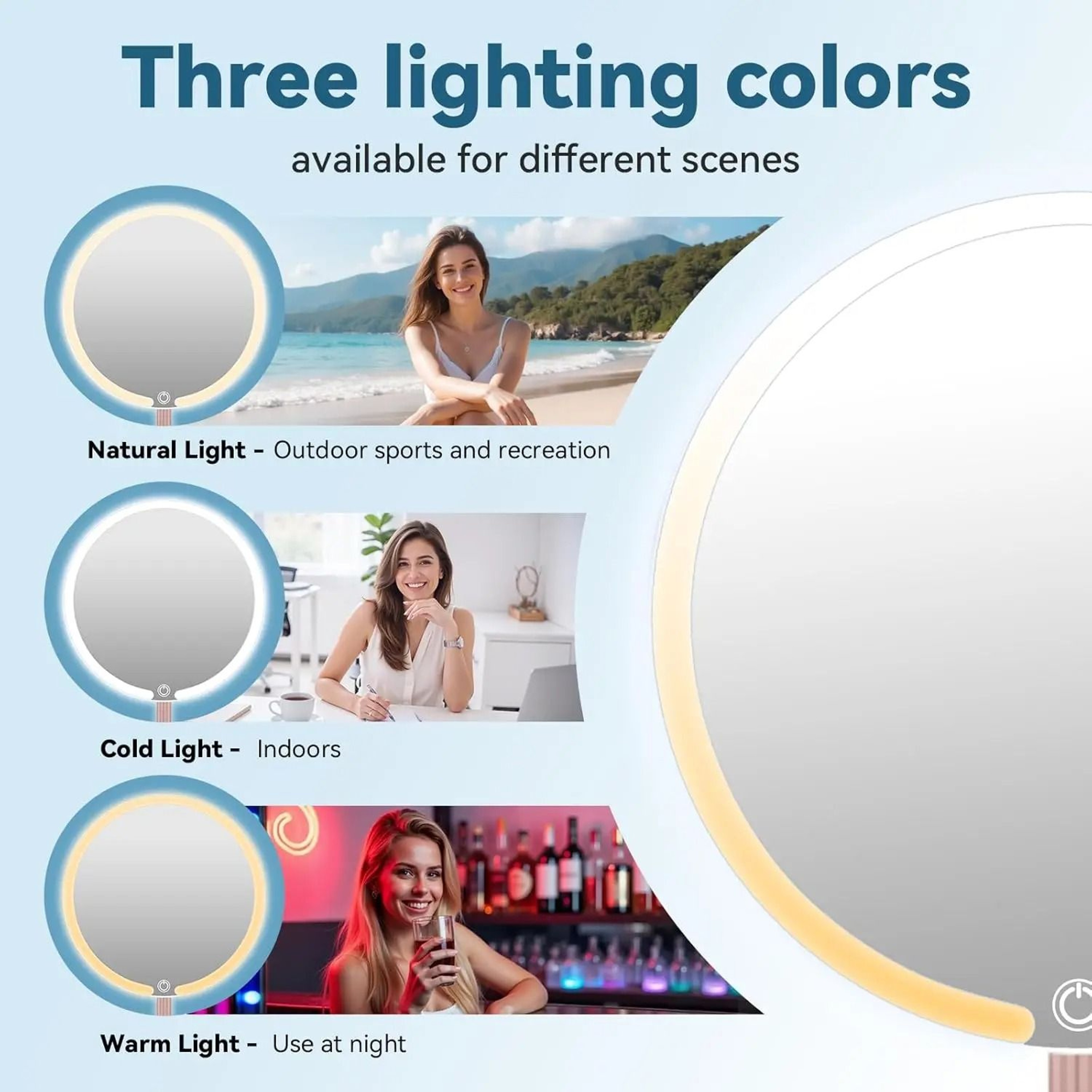 Portable LED Vanity Makeup Mirror With Touch Control  3Speed Brightness 3