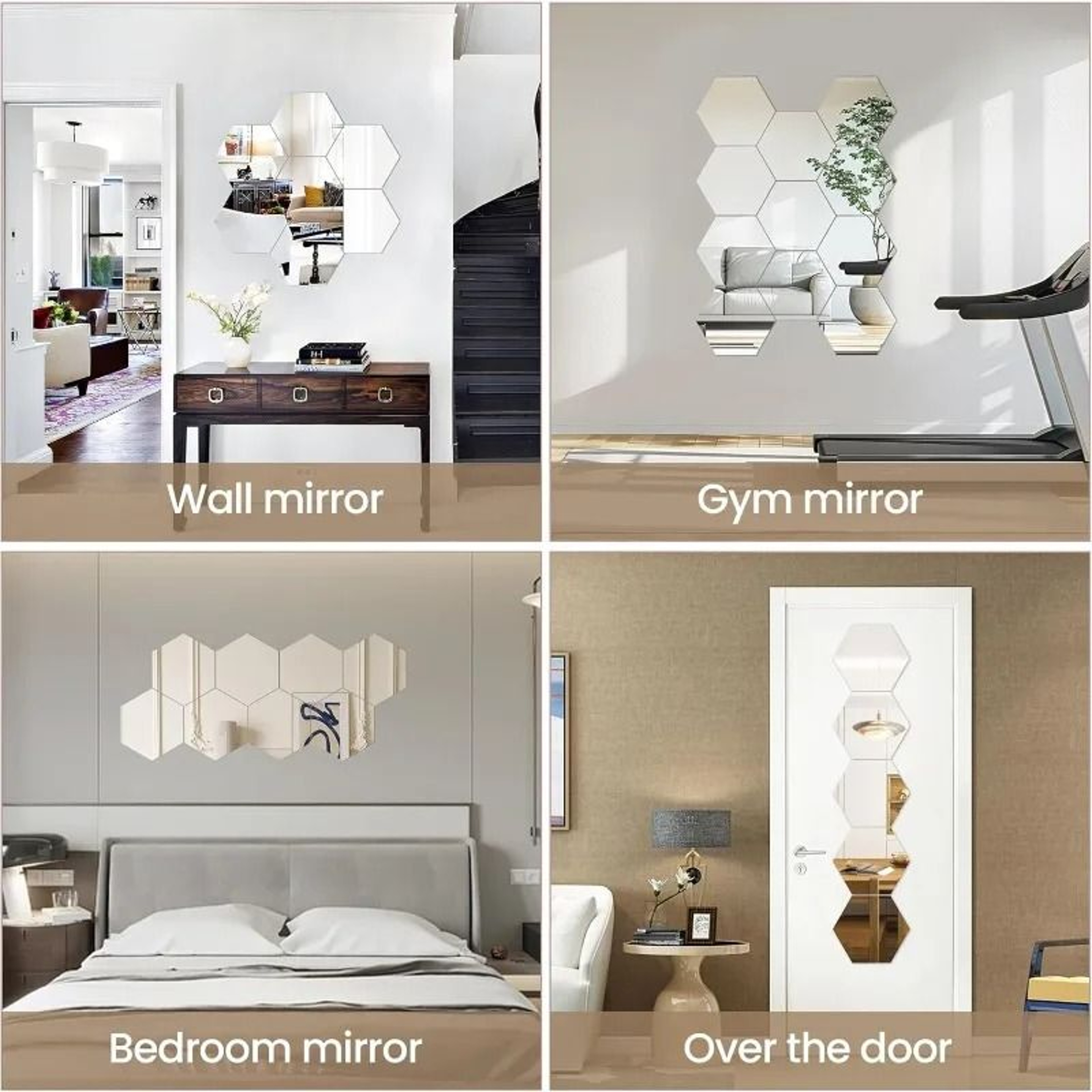60Piece Hexagonal SelfAdhesive Acrylic Mirror Wall Sticker Set 80x70x40mm 4
