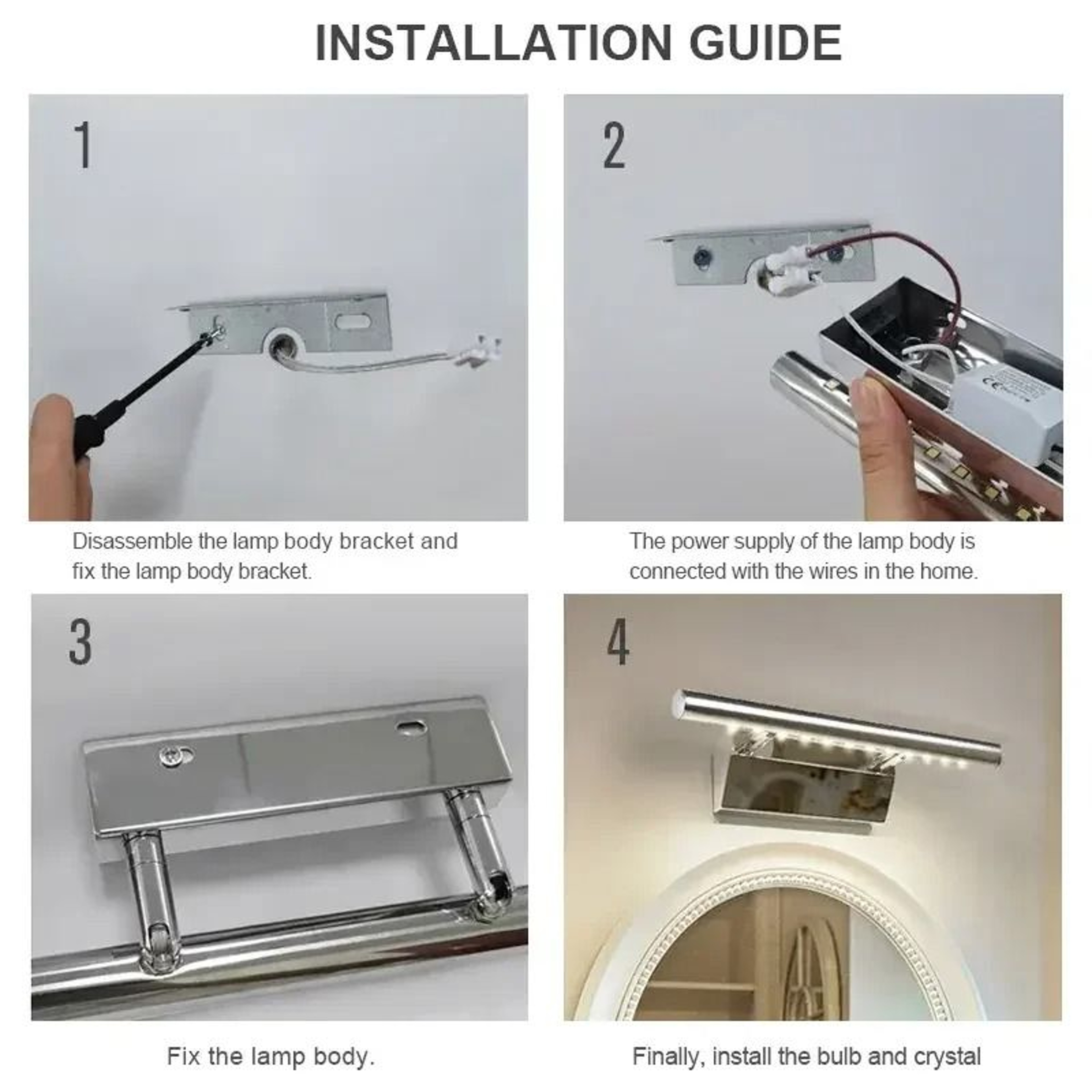 25CM Stainless Steel LED Bathroom Mirror Wall Light  Luxury Sconce 4